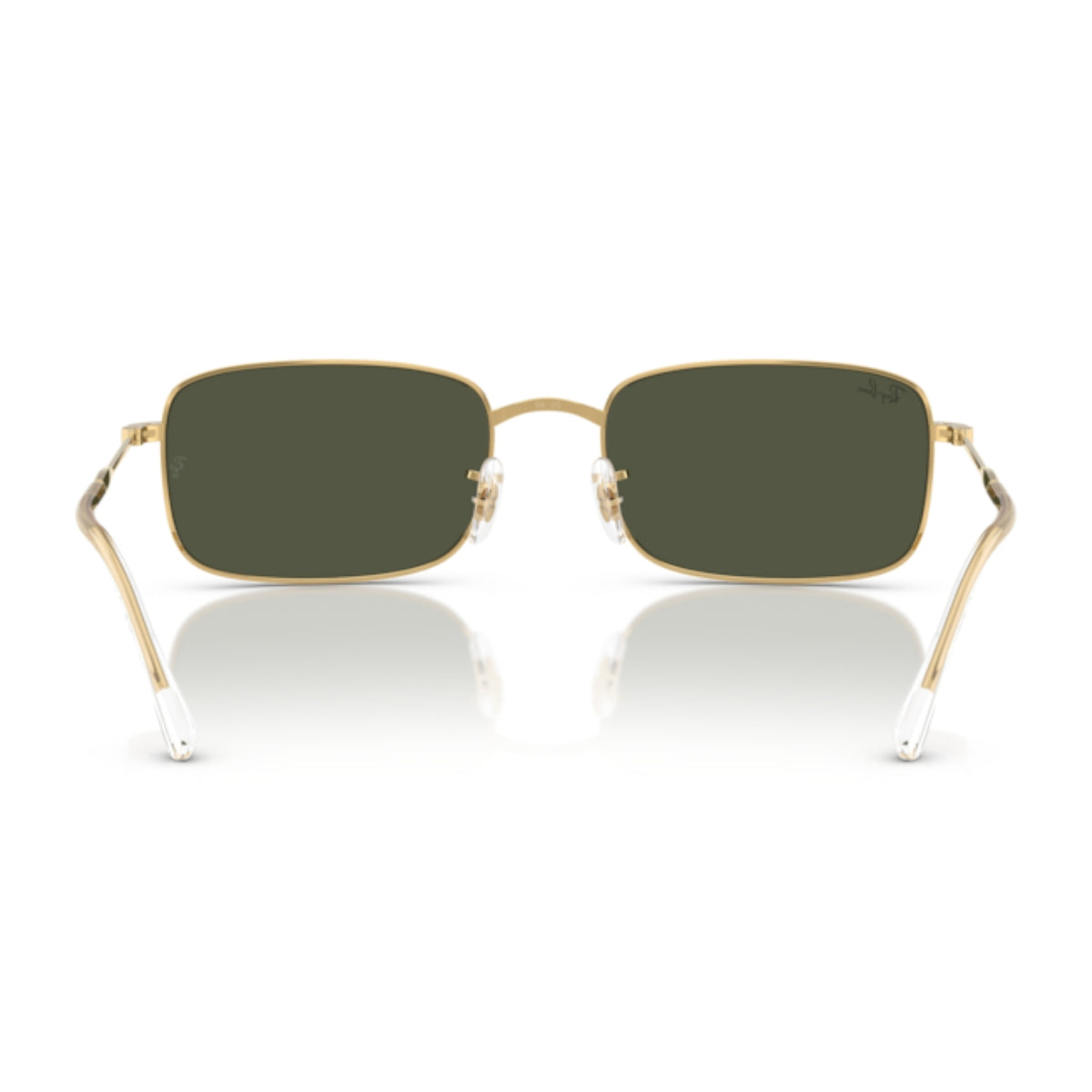 Ray-Ban RB3746 arista gold rectangle sunglasses, back view of the frame and temples