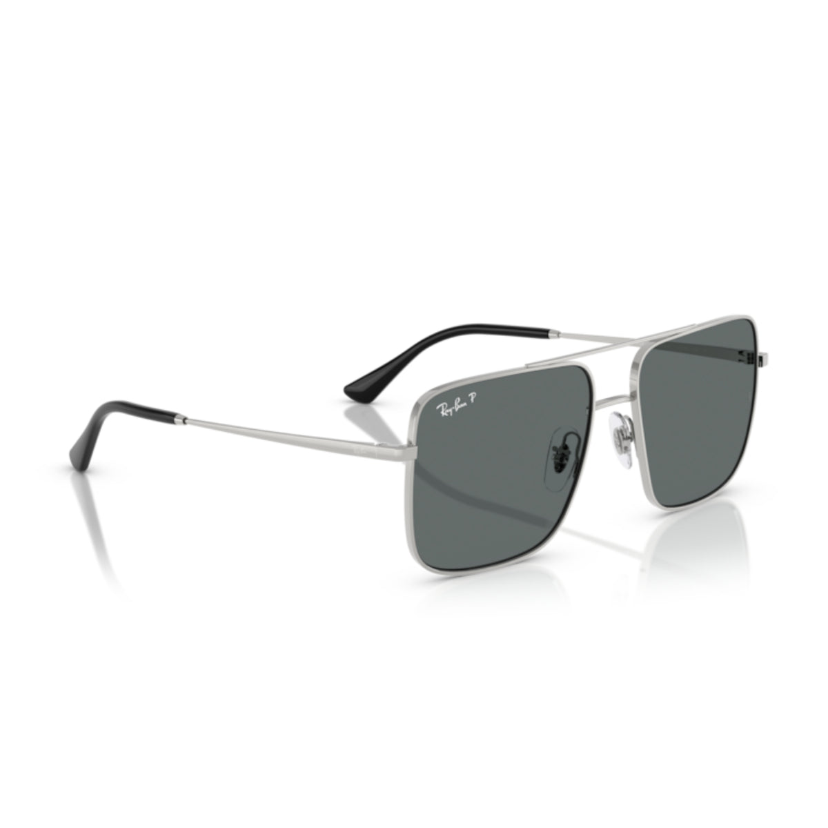 Ray-Ban RB3758 silver square sunglasses, angled view