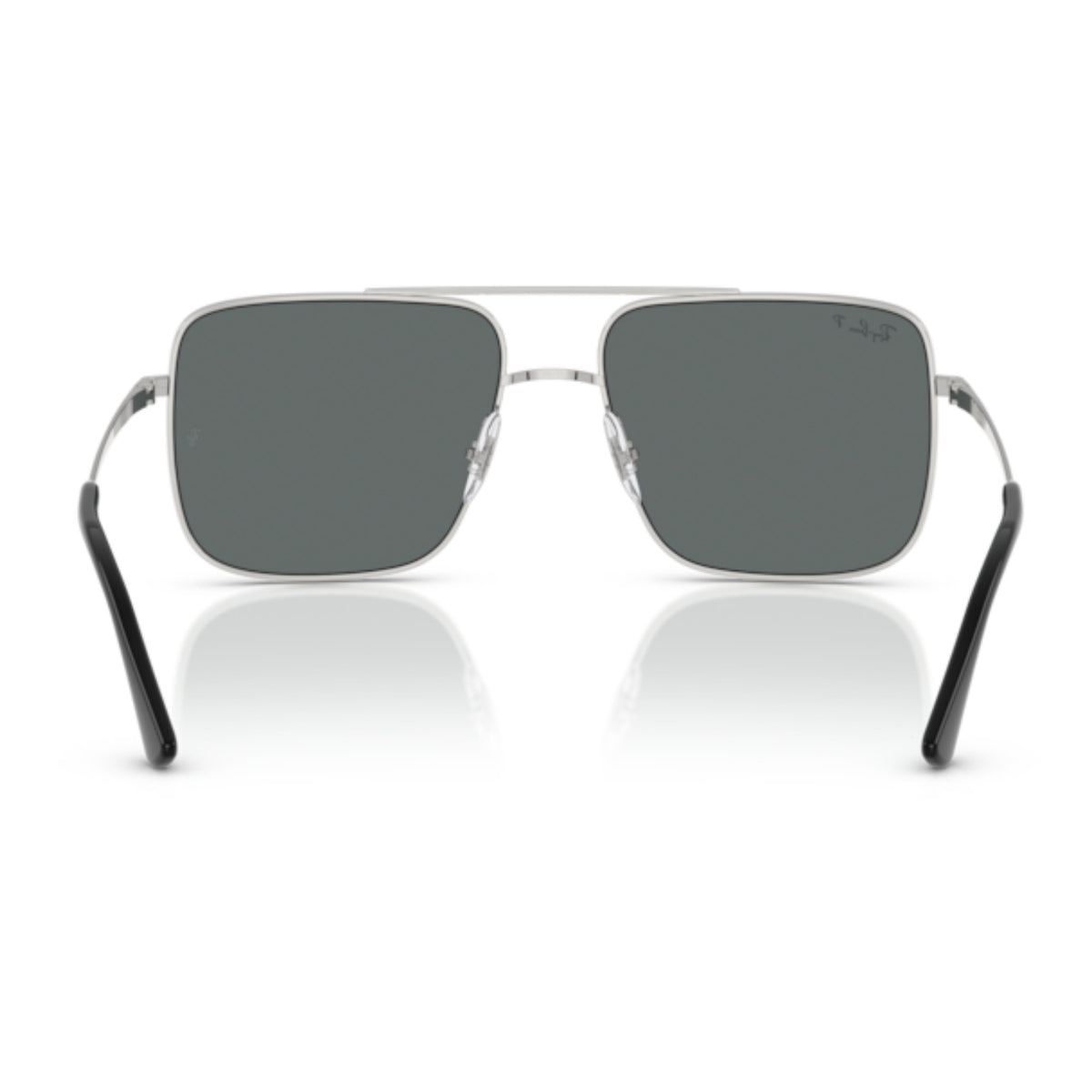 Ray-Ban RB3758 silver square sunglasses, back view of the frame and temples