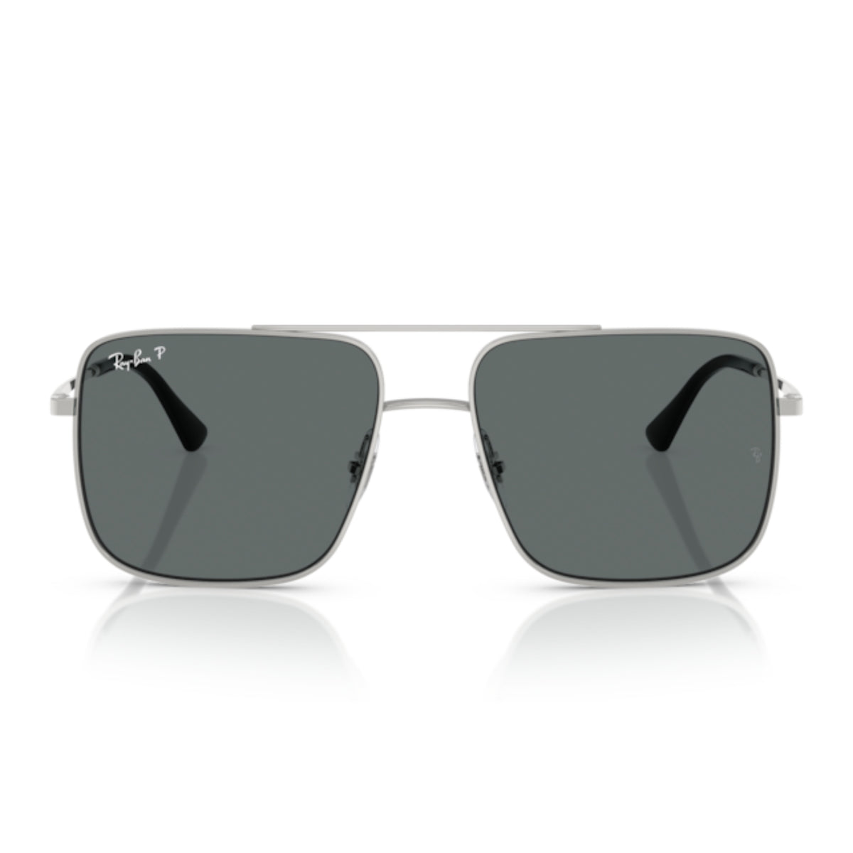 Ray-Ban RB3758 silver square sunglasses, full-rim metal frame