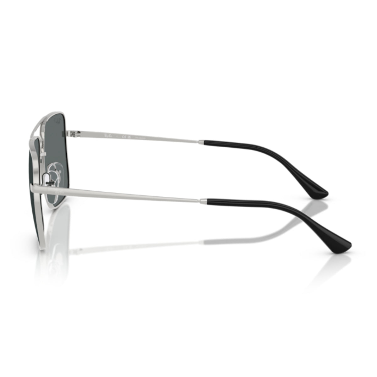 Ray-Ban RB3758 silver square sunglasses, side view of the temple