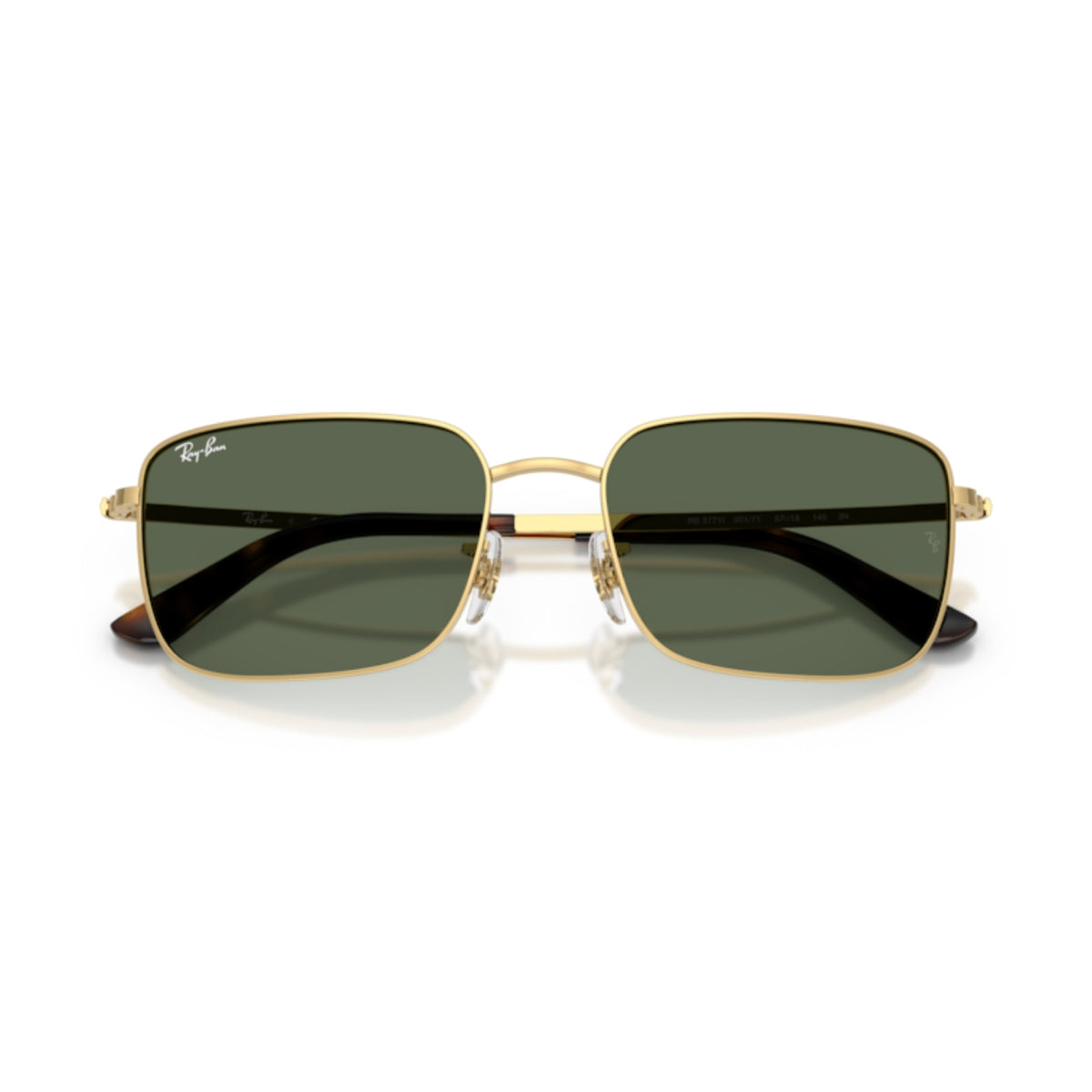 Ray-Ban RB3771 arista gold geometric sunglasses, front view with the temples folded