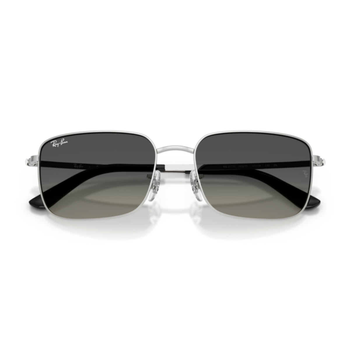 Ray-Ban RB3771 silver geometric sunglasses, front view with the temples folded