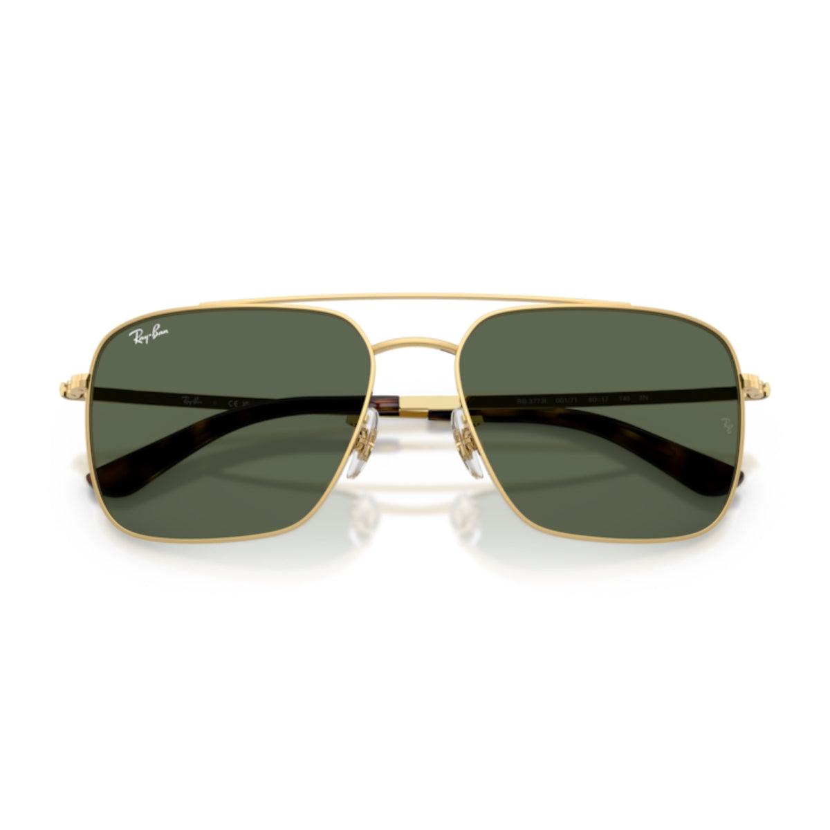 Ray-Ban RB3773 arista gold square sunglasses, front view with the temples folded