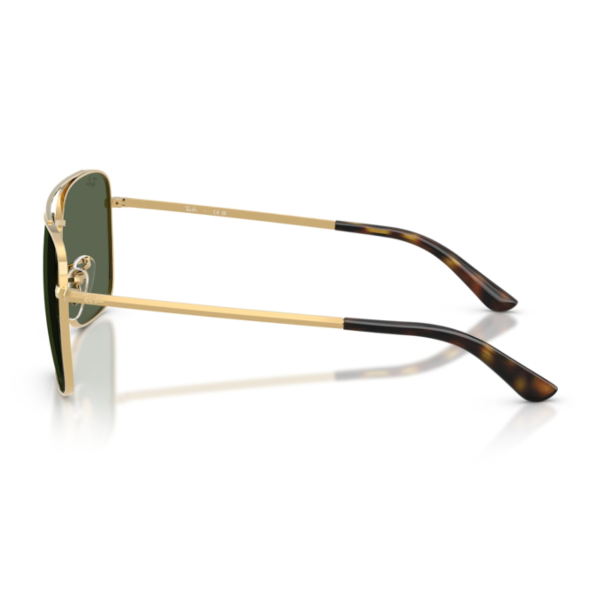 Ray-Ban RB3773 arista gold square sunglasses, side view of the arista gold temple