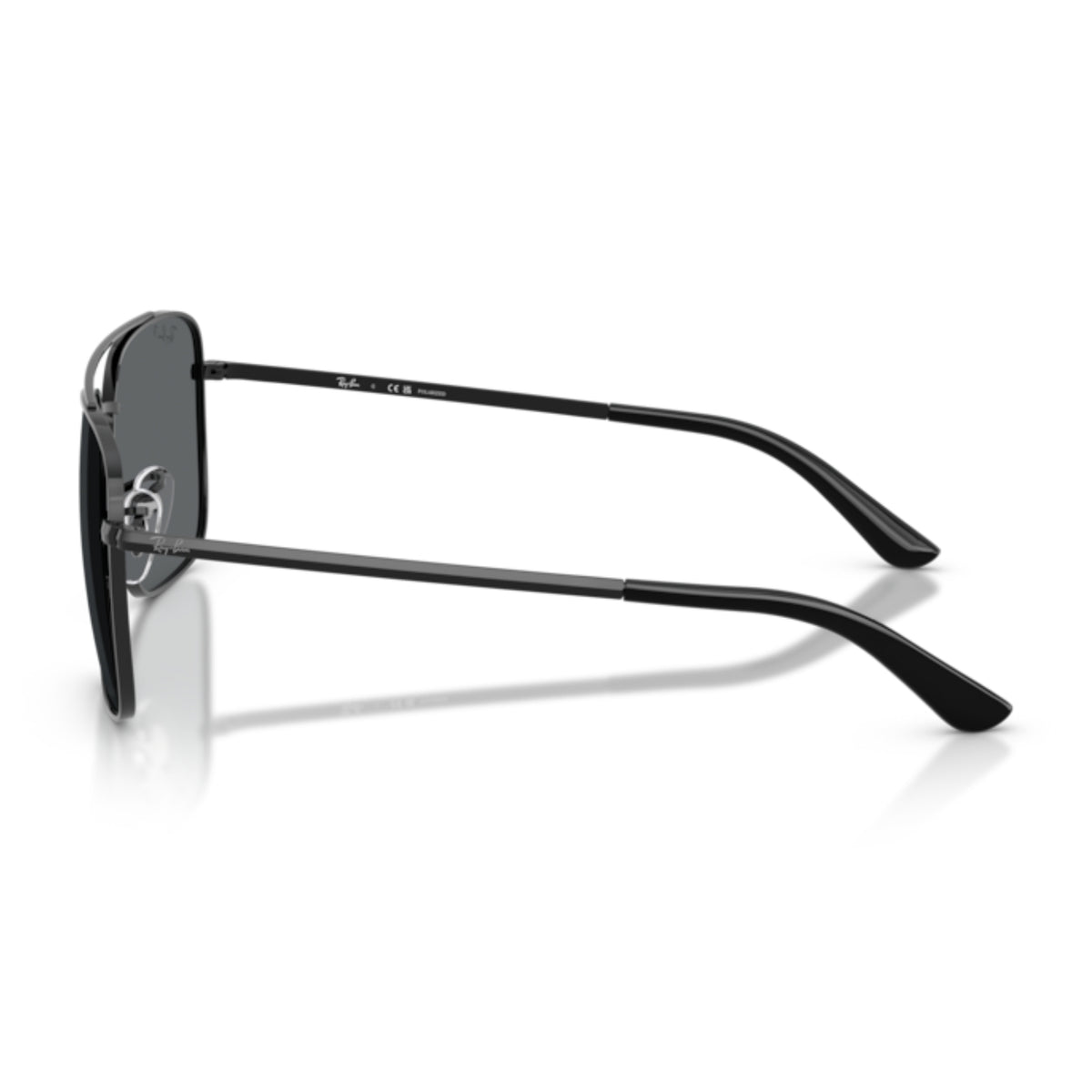 Ray-Ban RB3773 black square sunglasses, side view of the temple