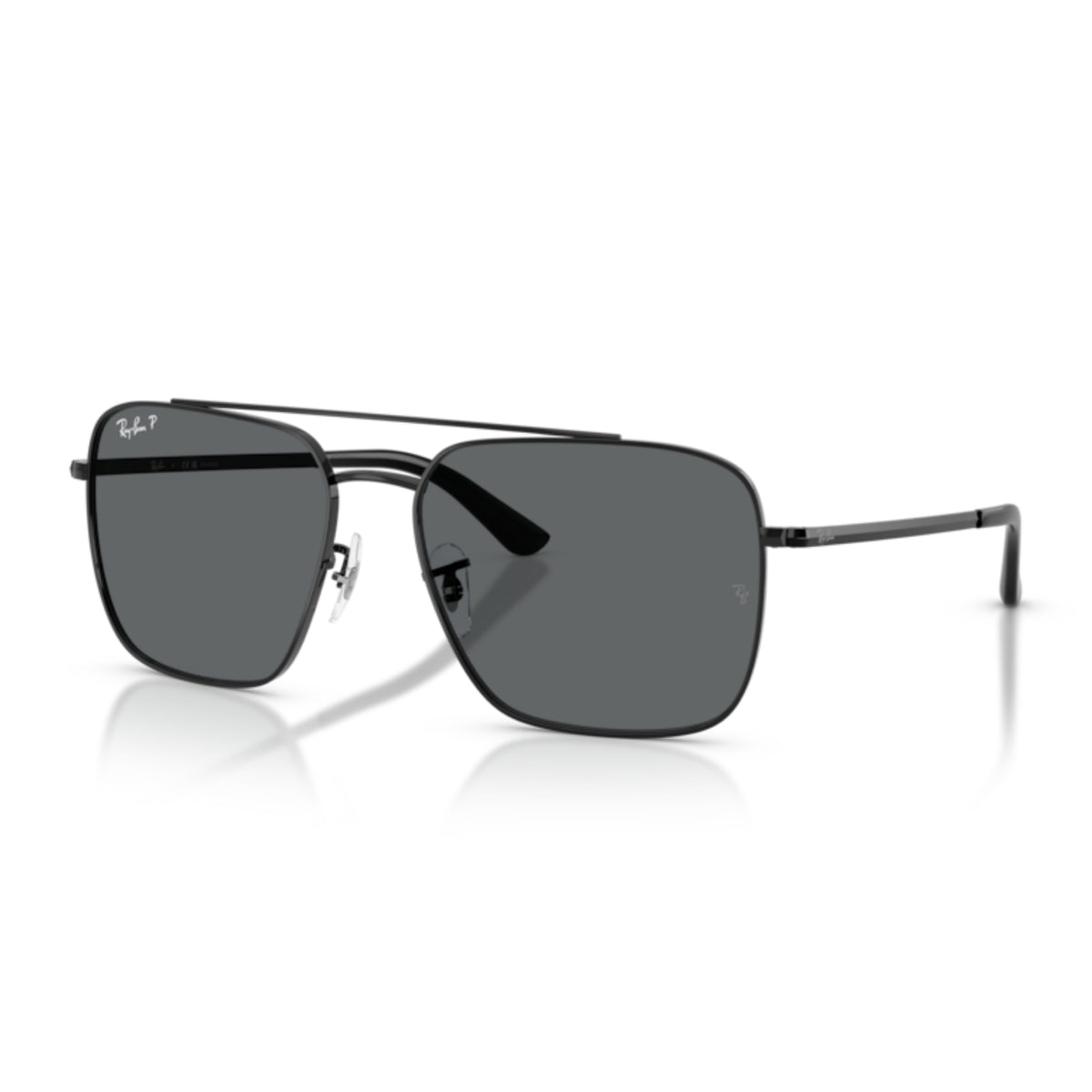 Ray-Ban RB3773 black square sunglasses with dark grey lenses