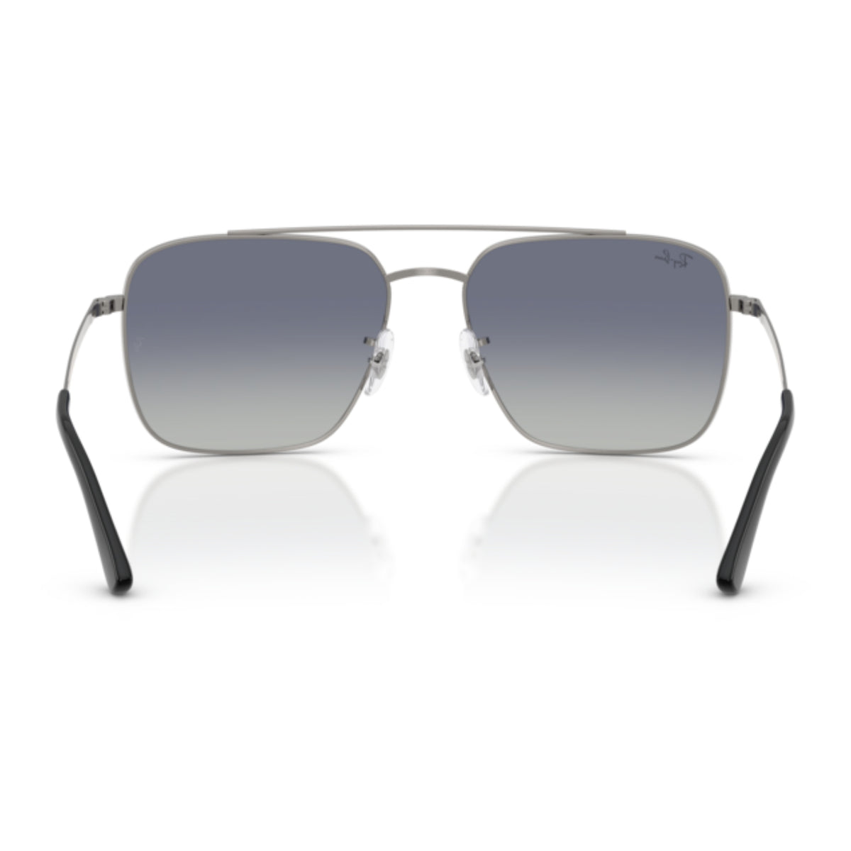 Ray-Ban RB3773 gunmetal square sunglasses, back view of the frame and temples
