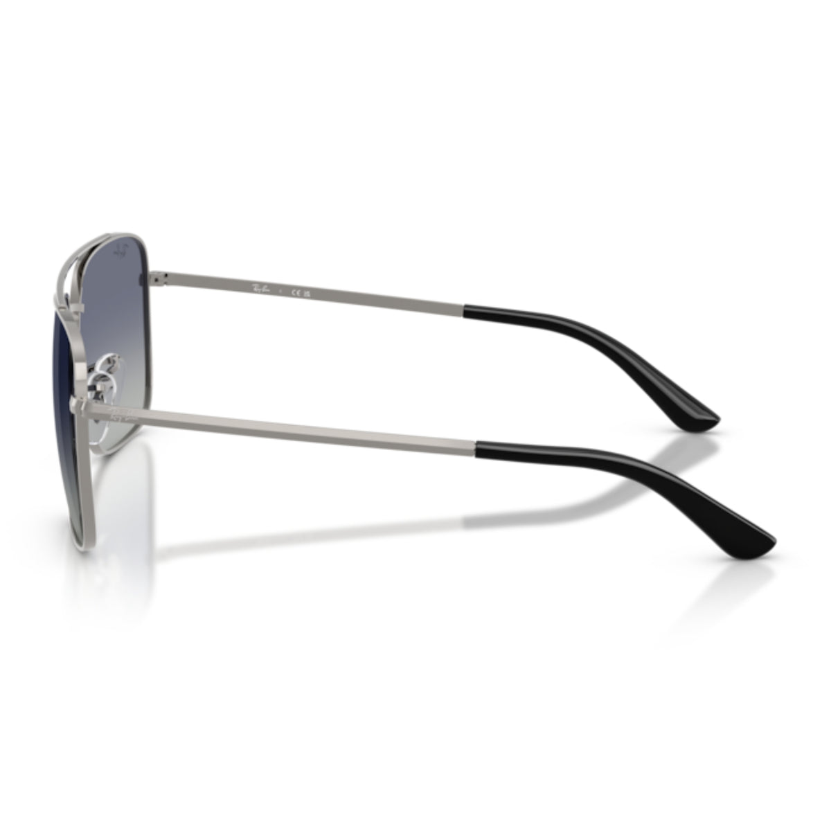 Ray-Ban RB3773 gunmetal square sunglasses, side view of the gunmetal temple