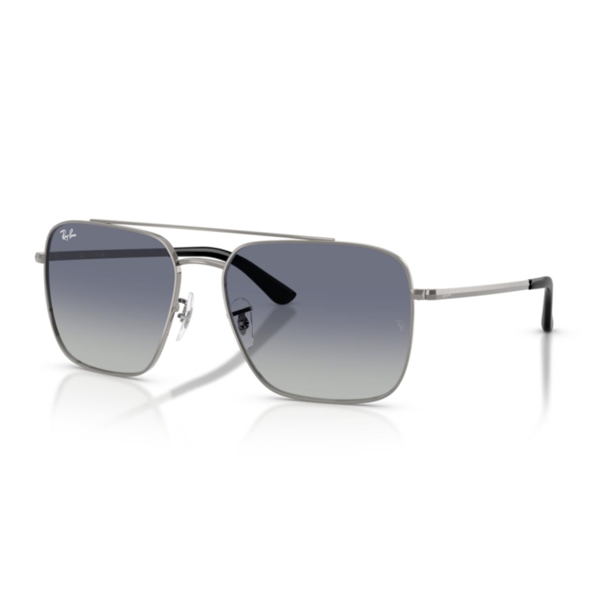 Ray-Ban RB3773 gunmetal square sunglasses with grey / blue lenses