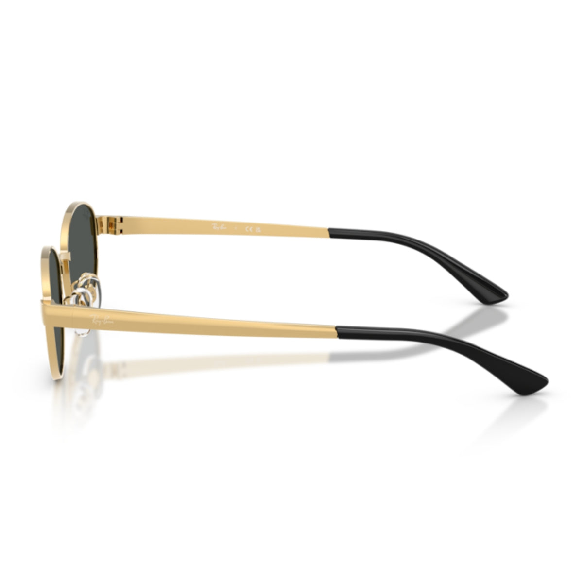 Ray-Ban RB3774D arista gold oval sunglasses, side view of the arista gold temple
