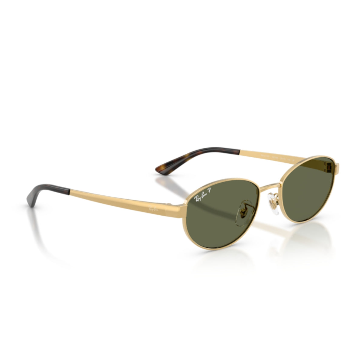 Ray-Ban RB3774D arista gold oval sunglasses, angled view