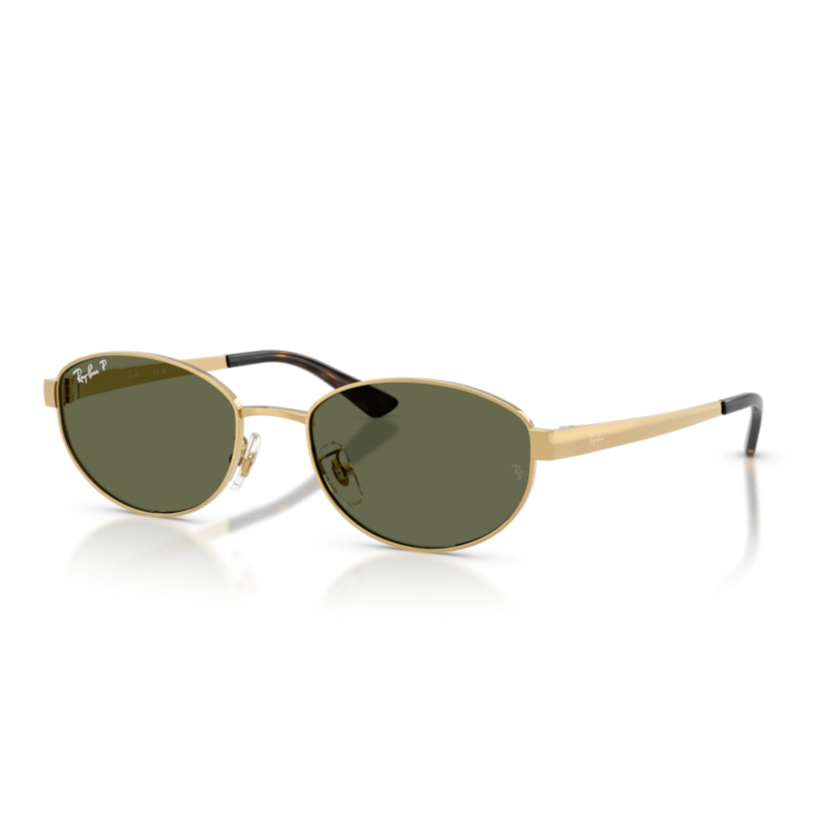 Ray-Ban RB3774D arista gold oval sunglasses with dark green lenses