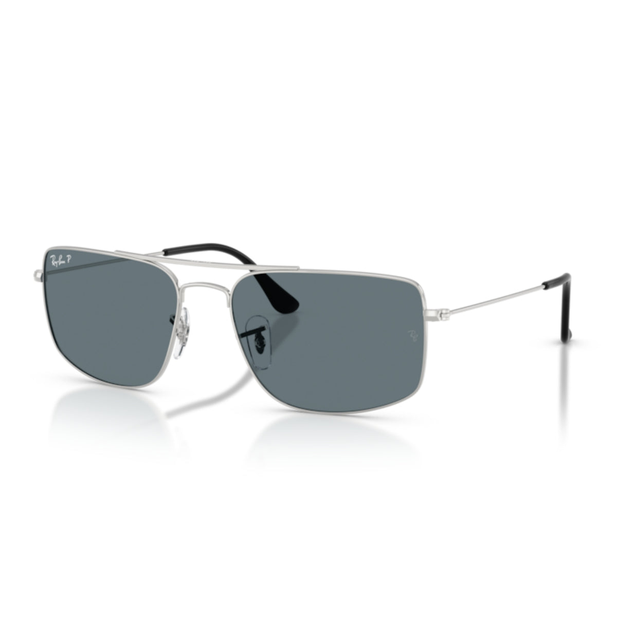Ray-Ban RB3779 silver square sunglasses with dark blue lenses
