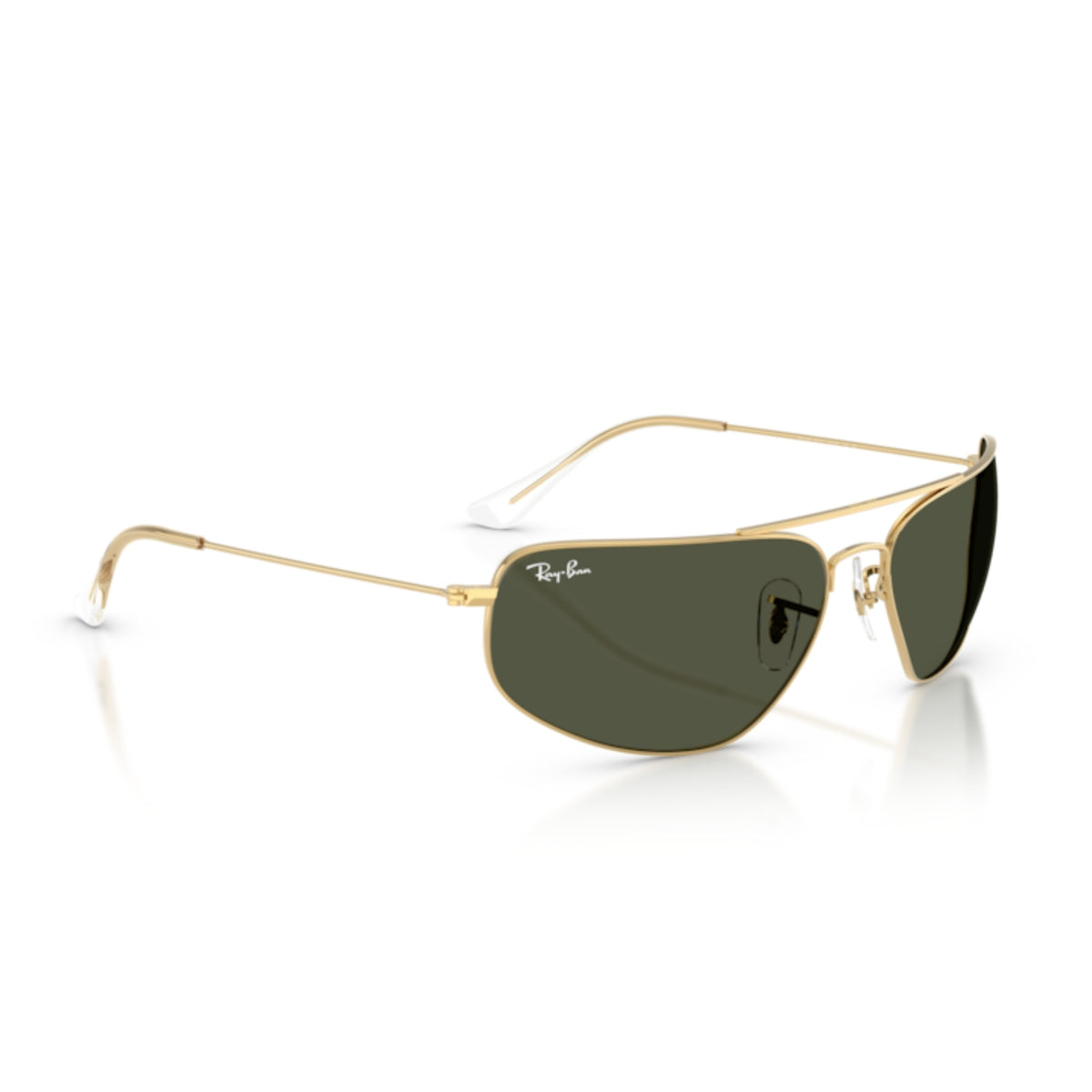 Ray-Ban RB3780 arista gold rectangle sunglasses, angled view