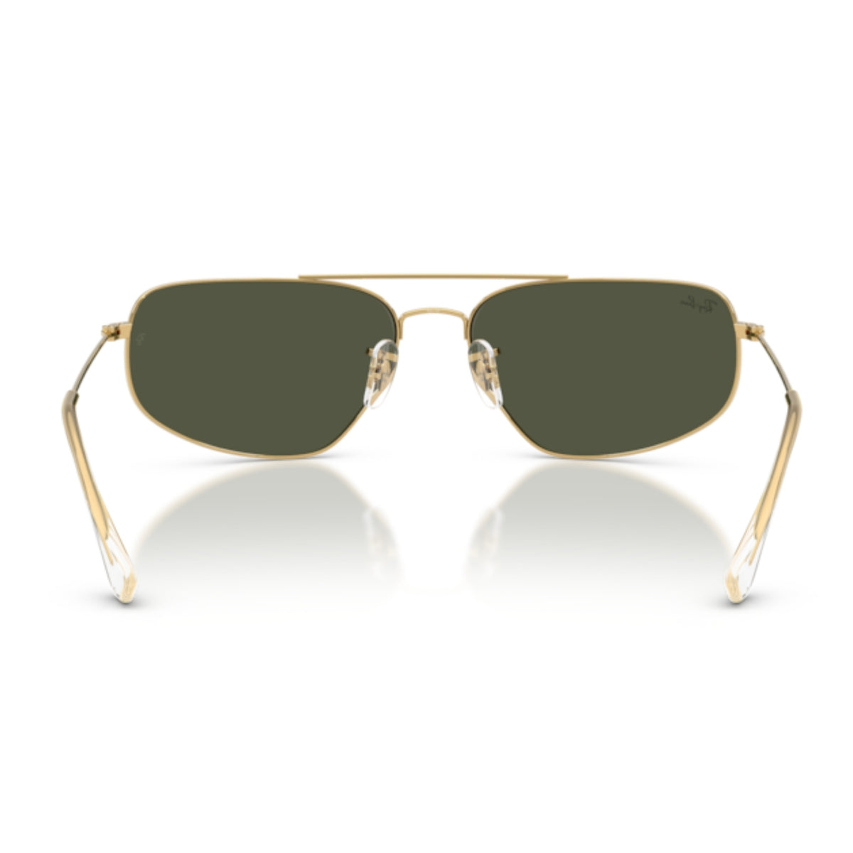 Ray-Ban RB3780 arista gold rectangle sunglasses, back view of the frame and temples