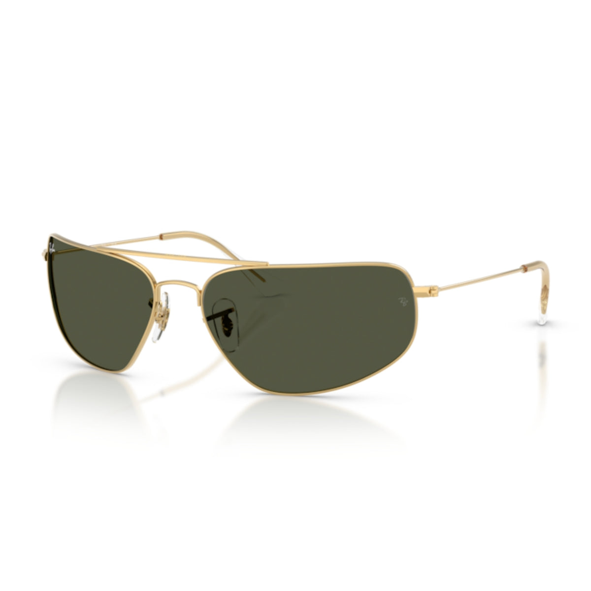 Ray-Ban RB3780 arista gold rectangle sunglasses with green lenses