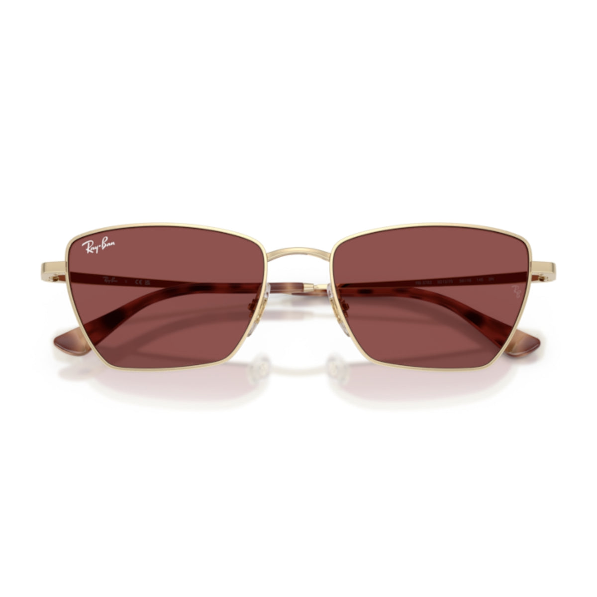 Ray-Ban RB3783 pale gold geometric sunglasses, front view with the temples folded