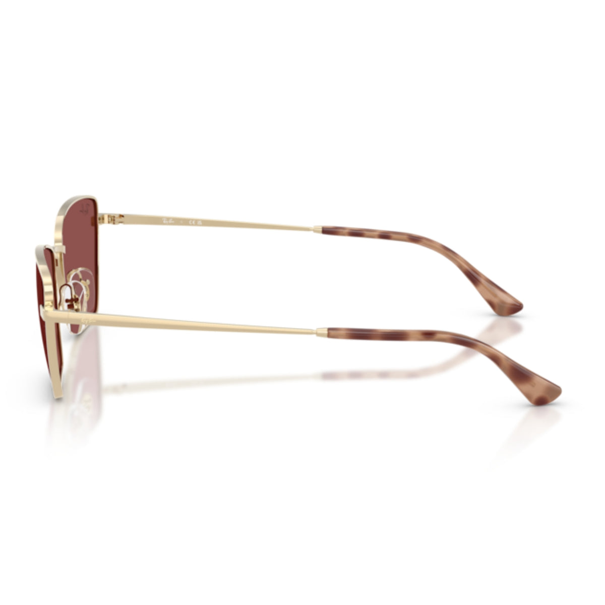 Ray-Ban RB3783 pale gold geometric sunglasses, side view of the pale gold temple