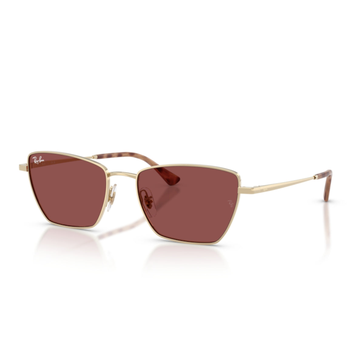 Ray-Ban RB3783 pale gold geometric sunglasses with dark violet lenses