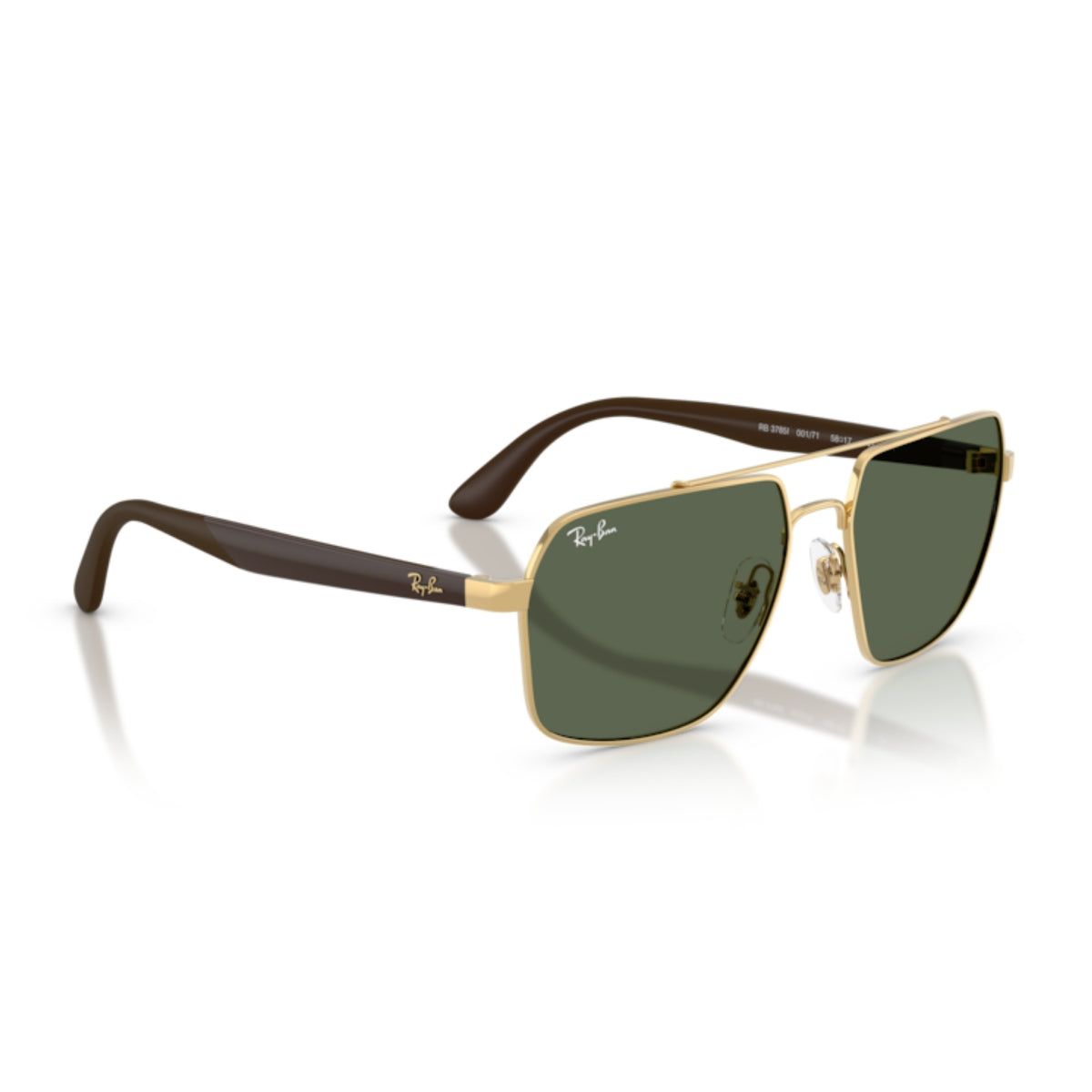 Ray-Ban RB3785 arista gold square sunglasses, angled view