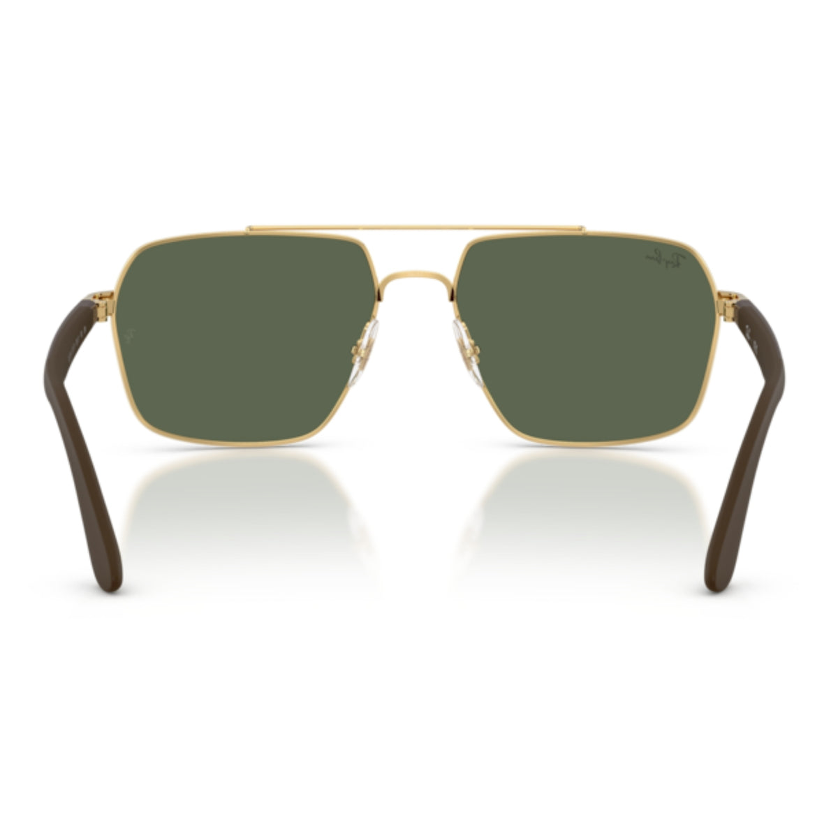 Ray-Ban RB3785 arista gold square sunglasses, back view of the frame and temples