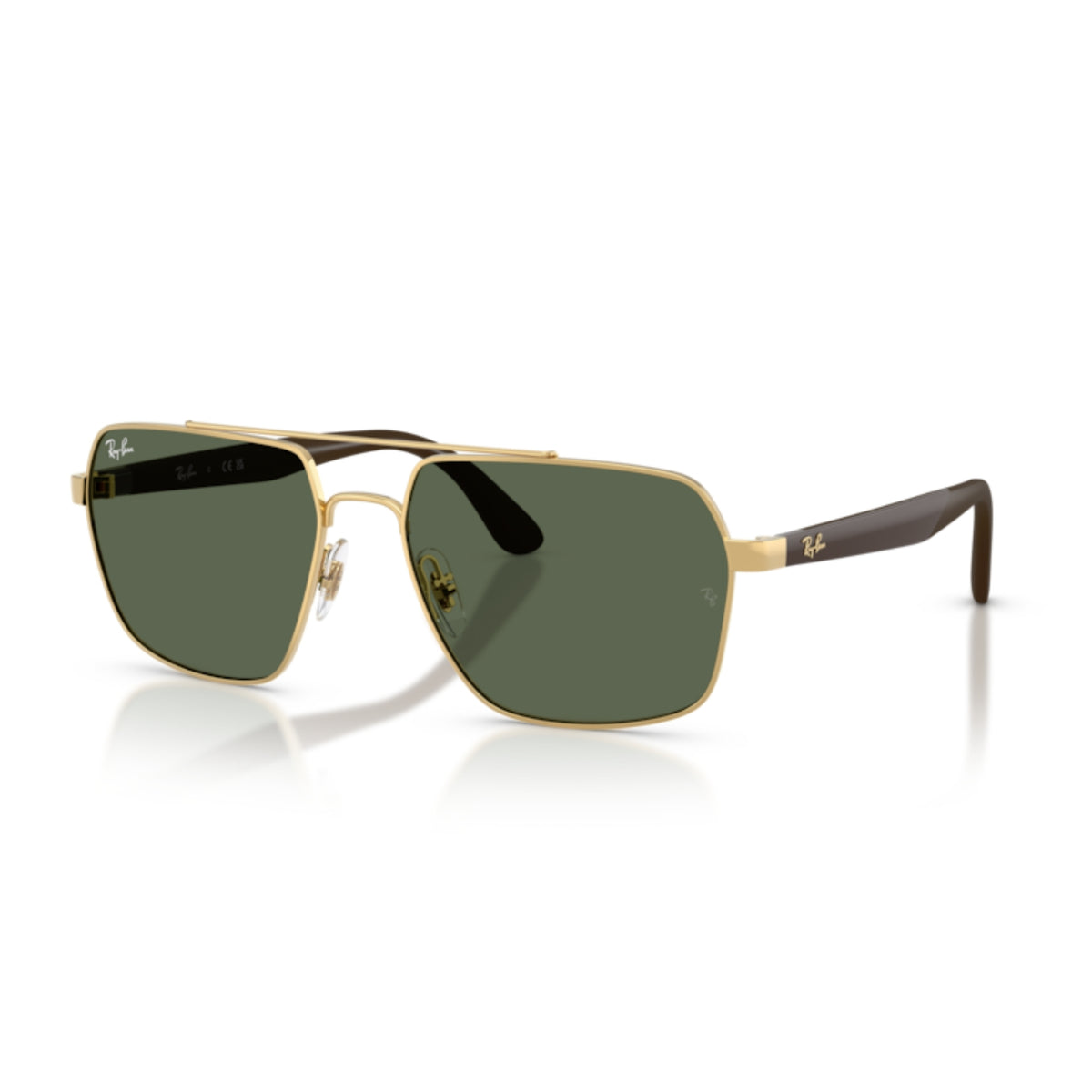 Ray-Ban RB3785 arista gold square sunglasses with dark green lenses