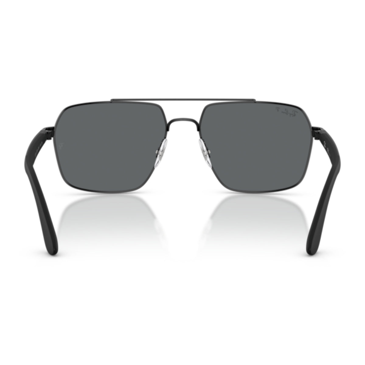 Ray-Ban RB3785 black square sunglasses, back view of the frame and temples
