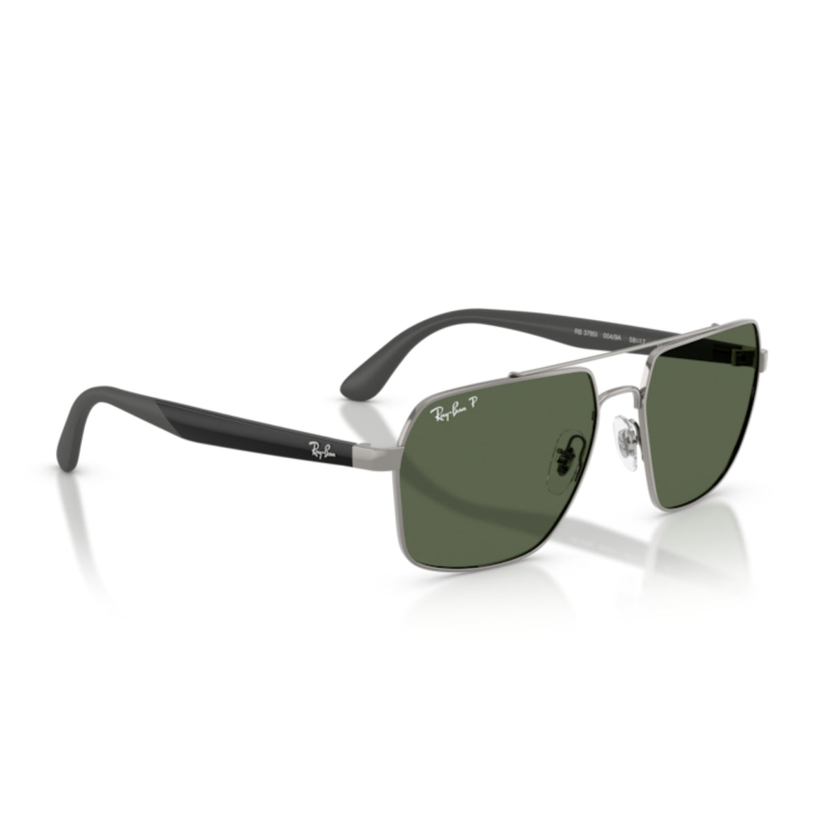 Ray-Ban RB3785 gunmetal square sunglasses, angled view