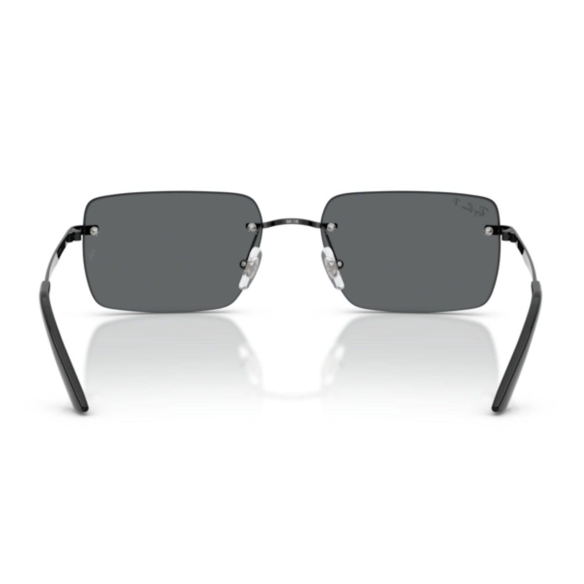 Ray-Ban RB3786 black rimless sunglasses, back view of the frame and temples