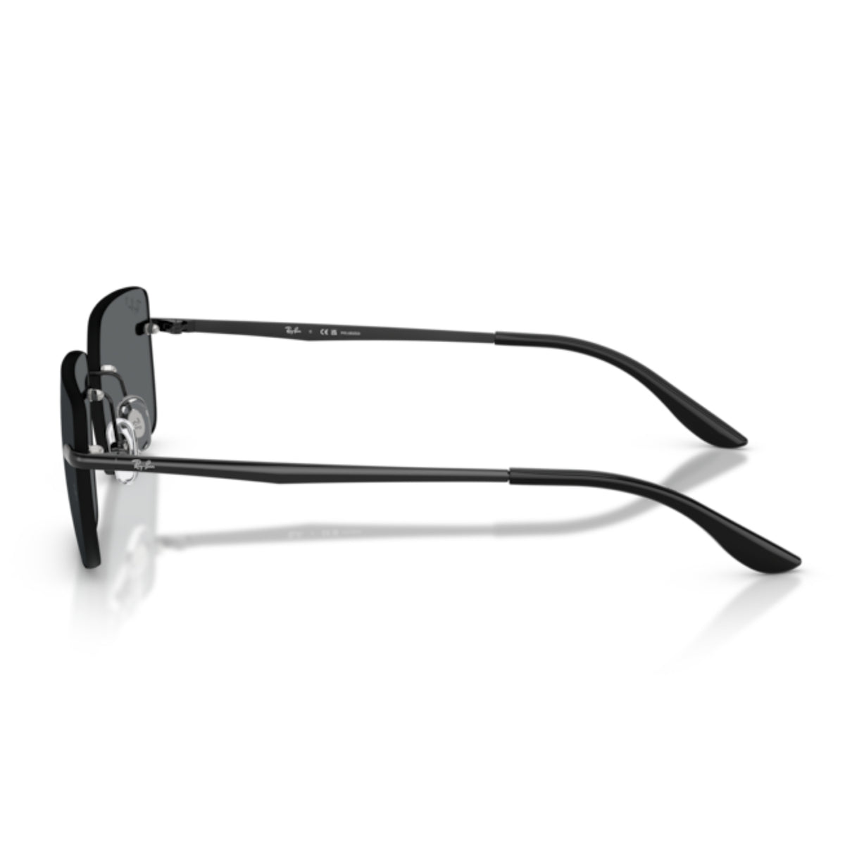 Ray-Ban RB3786 black rimless sunglasses, side view of the temple