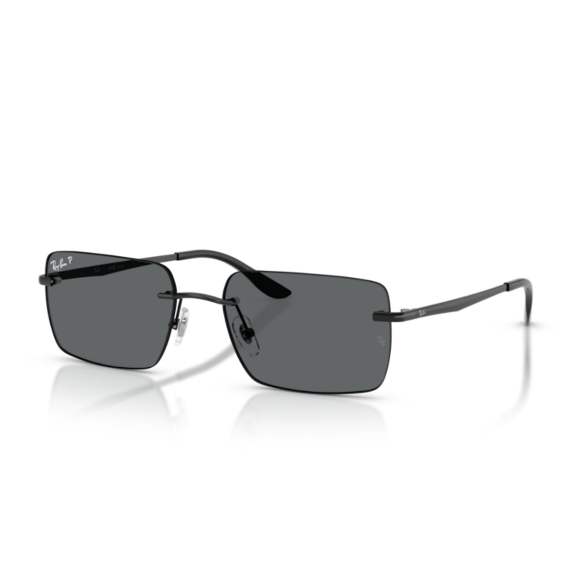 Ray-Ban RB3786 black rimless sunglasses with dark grey lenses