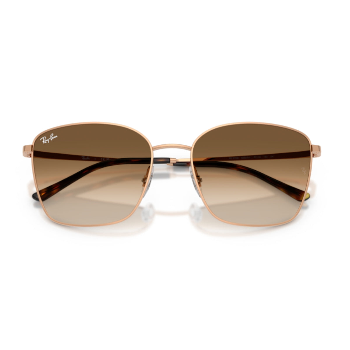 Ray-Ban RB3788 rosegold square sunglasses, front view with the temples folded