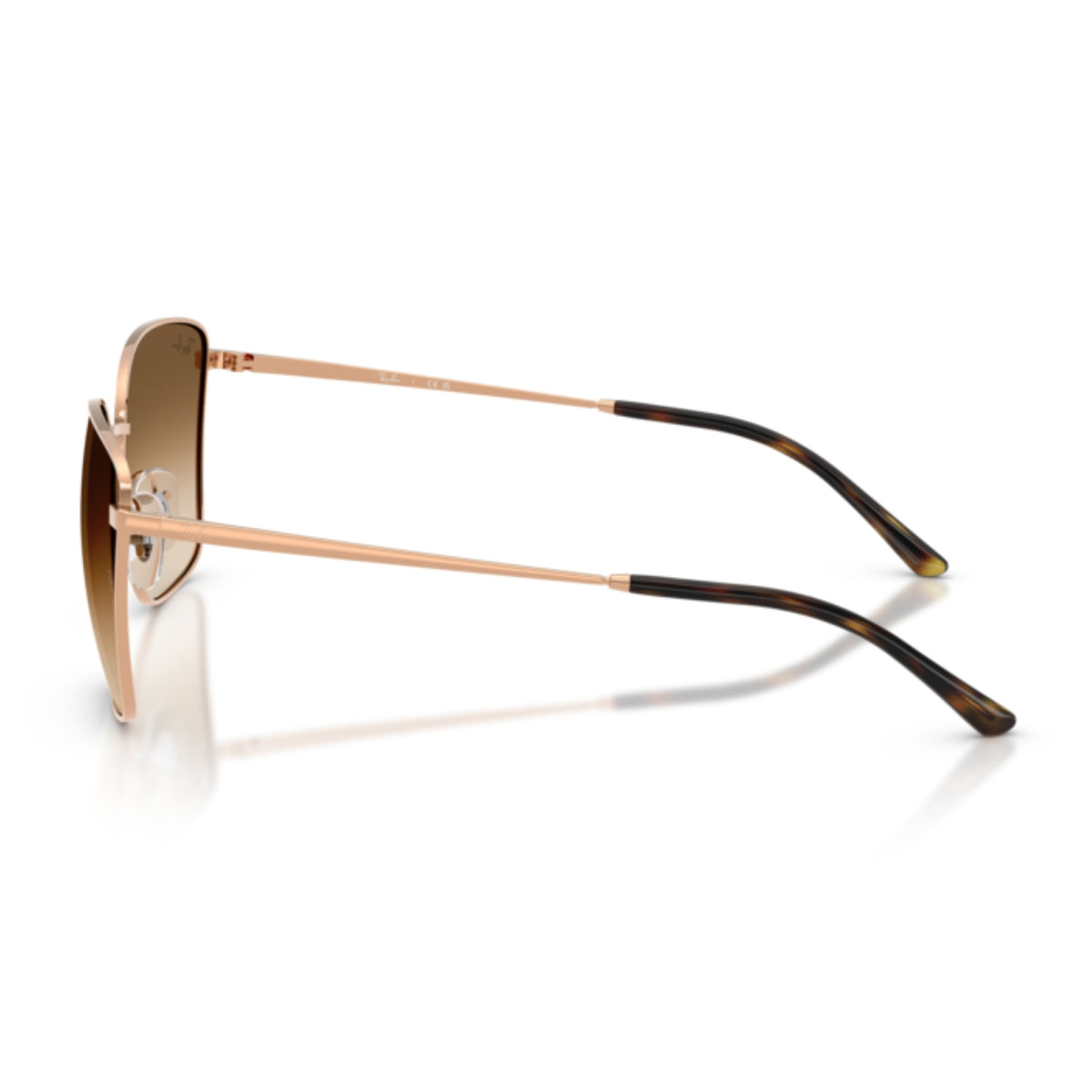 Ray-Ban RB3788 rosegold square sunglasses, side view of the rosegold temple