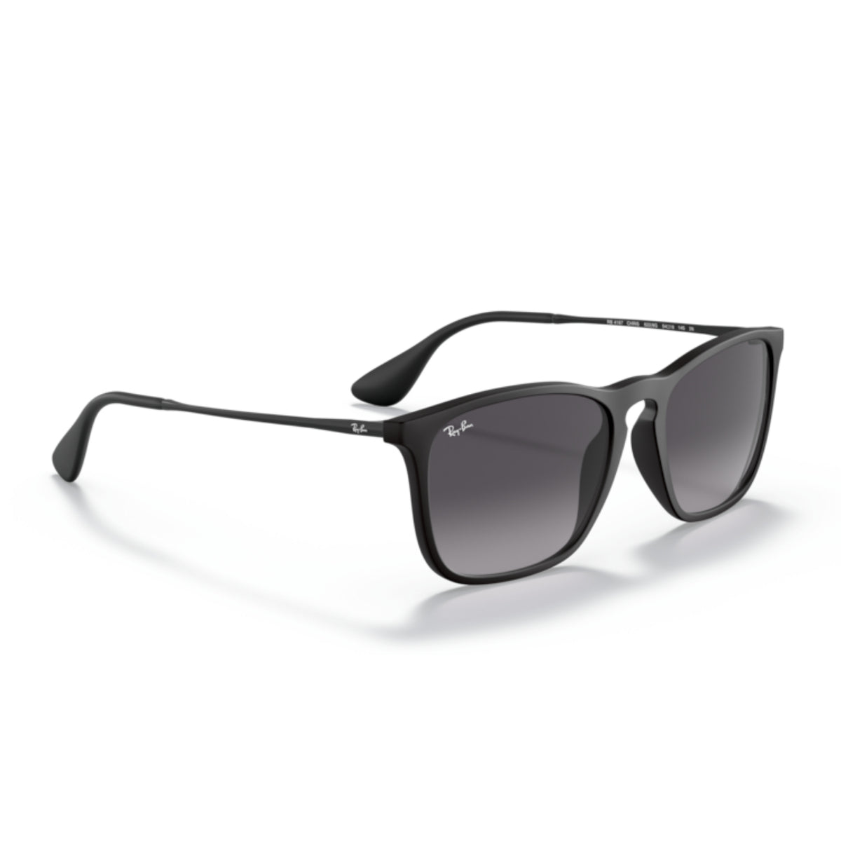 Ray-Ban RB4187 rubber black square sunglasses, angled view