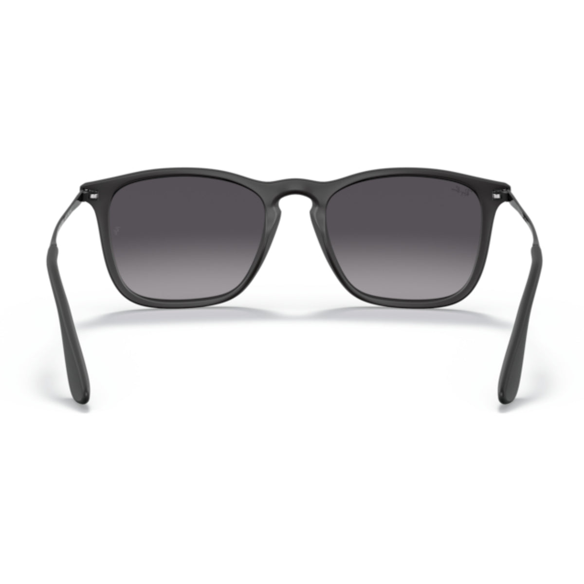 Ray-Ban RB4187 rubber black square sunglasses, back view of the frame and temples