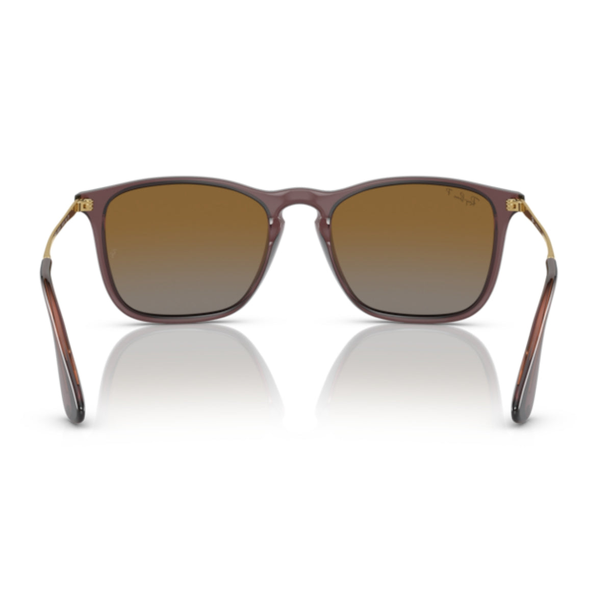 Ray-Ban RB4187 transparent brown square sunglasses, back view of the frame and temples