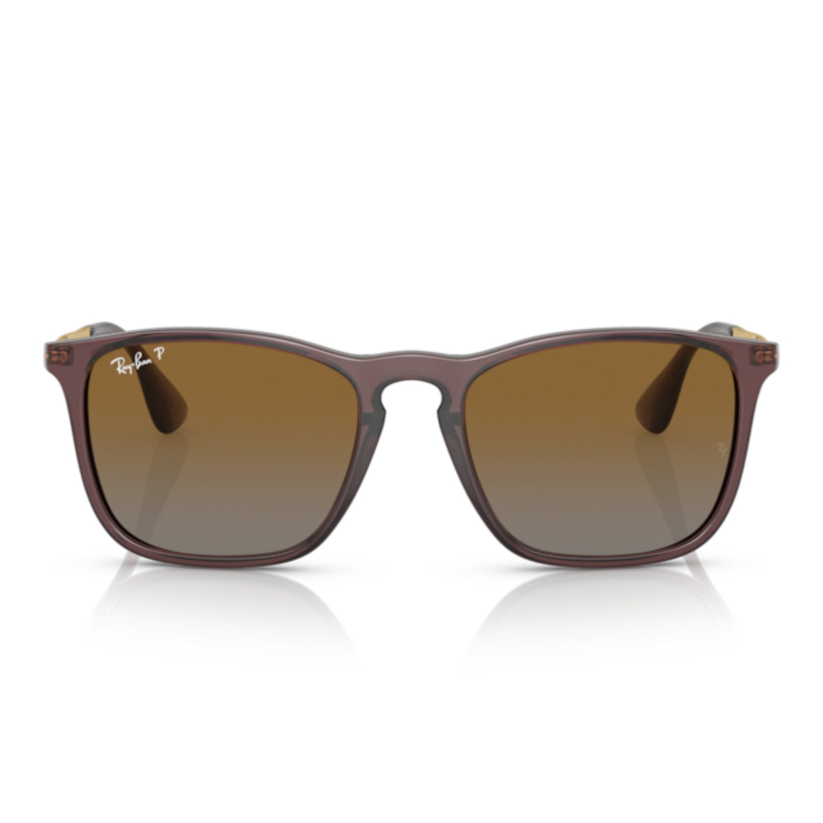 Ray-Ban RB4187 transparent brown square sunglasses, full-rim plastic and metal frame