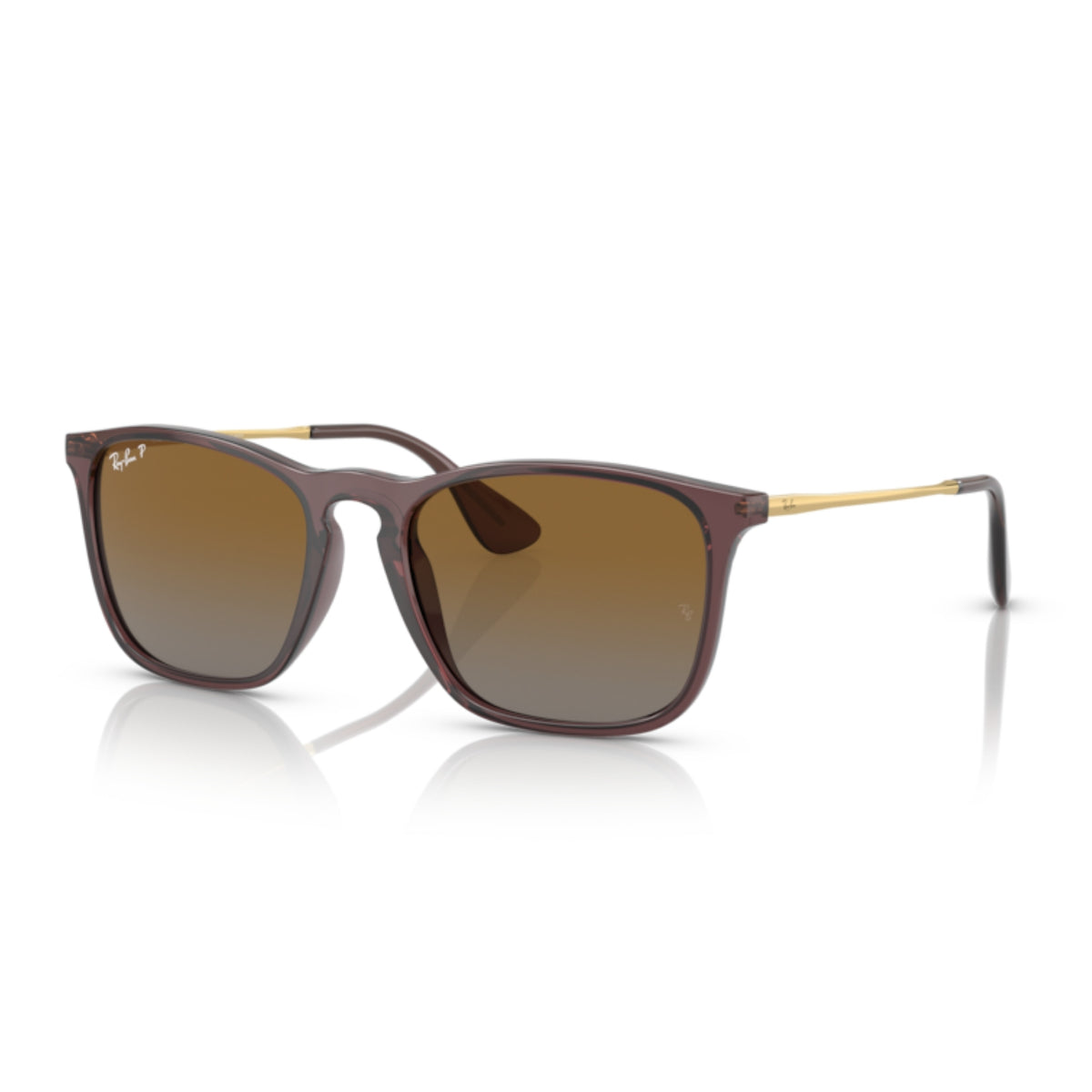 Ray-Ban RB4187 transparent brown square sunglasses with brown lenses