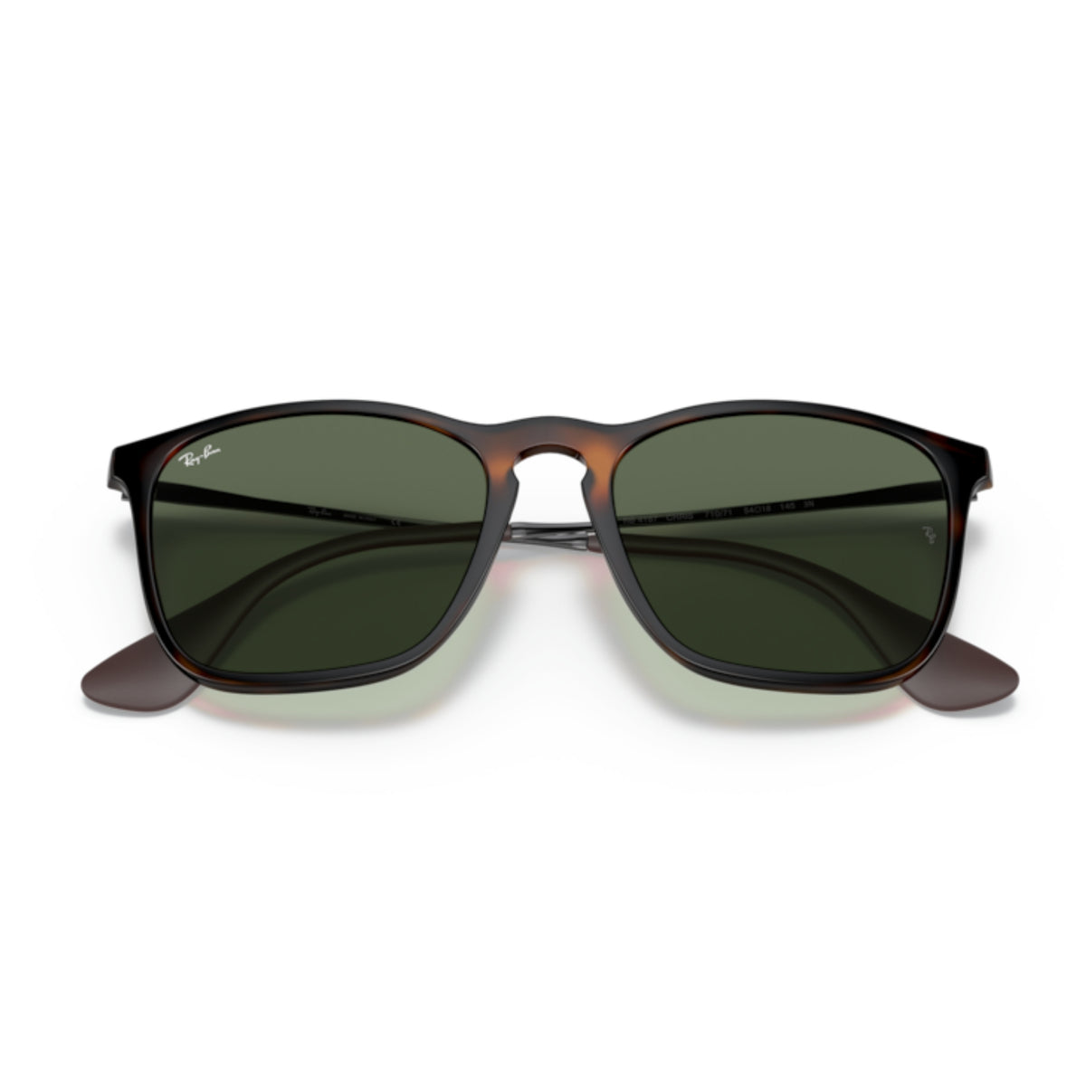 Ray-Ban RB4187 light havana square sunglasses, front view with the temples folded