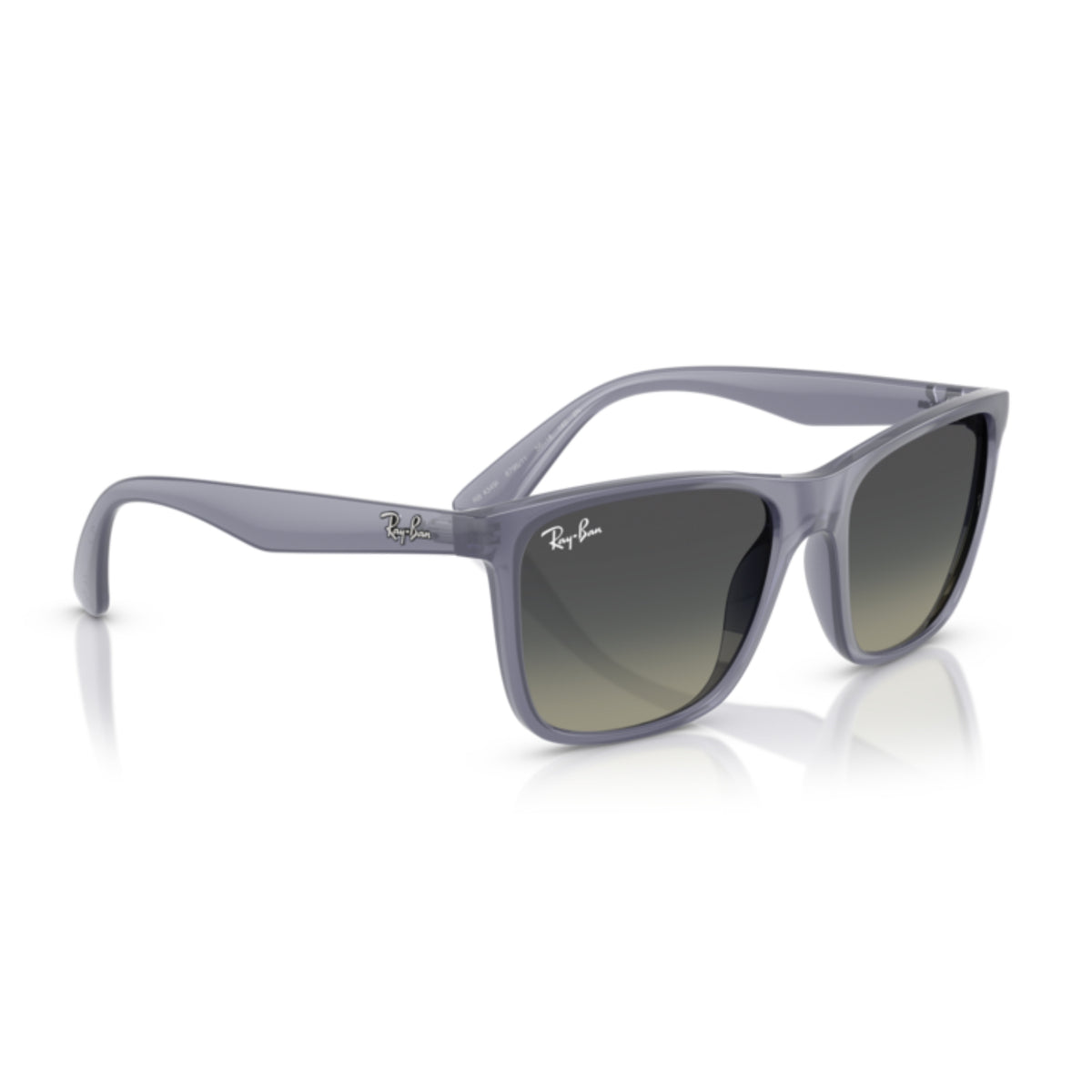 Ray-Ban RB4349 opal blue square sunglasses, angled view