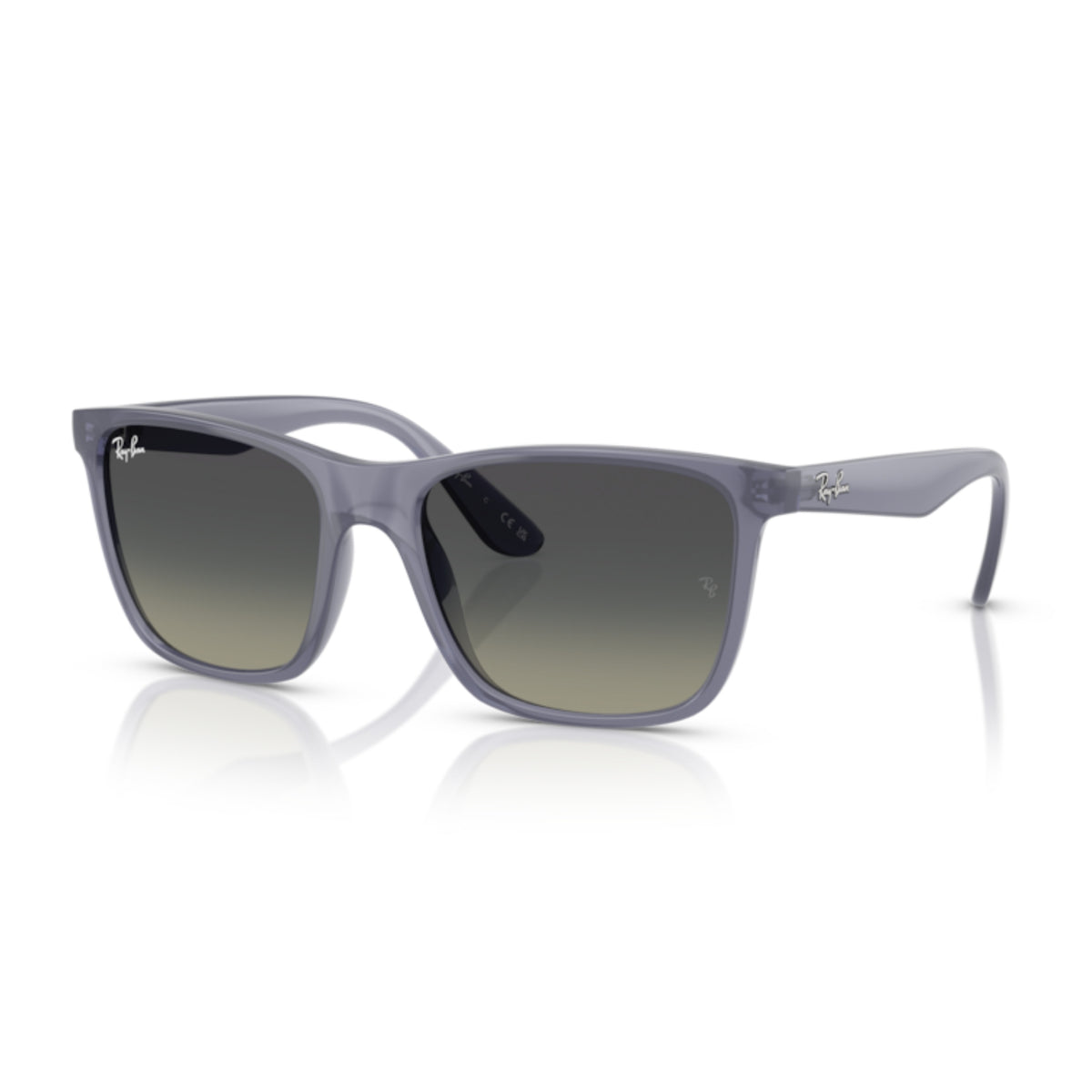 Ray-Ban RB4349 opal blue square sunglasses with grey lenses