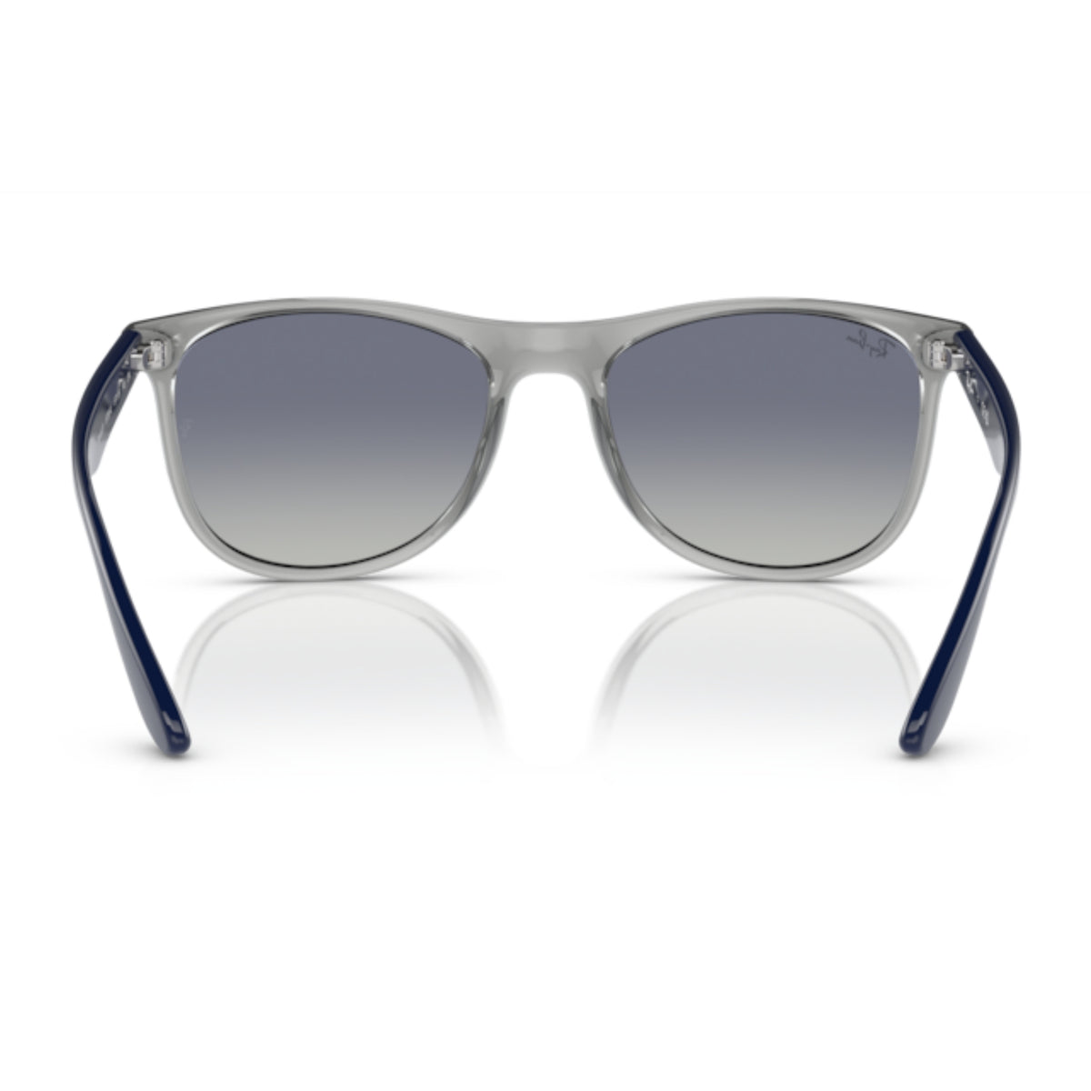 Ray-Ban RB4412 transparent grey square sunglasses, back view of the frame and temples