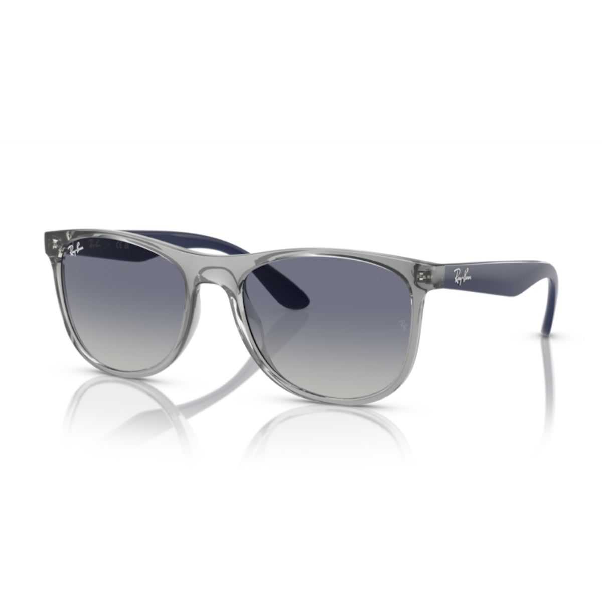 Ray-Ban RB4412 transparent grey square sunglasses with grey / blue lenses