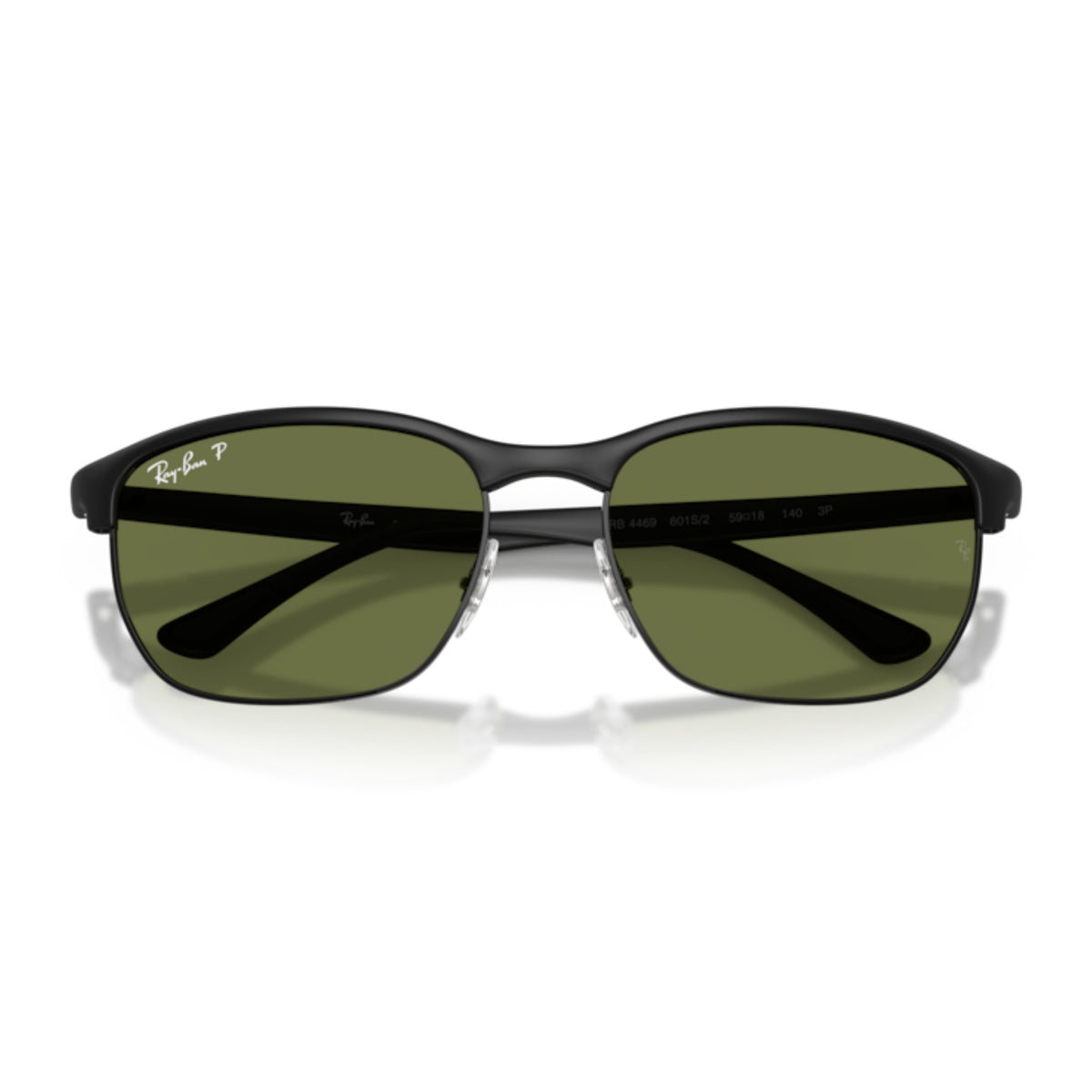 Ray-Ban RB4469 sand black square sunglasses, front view with the temples folded