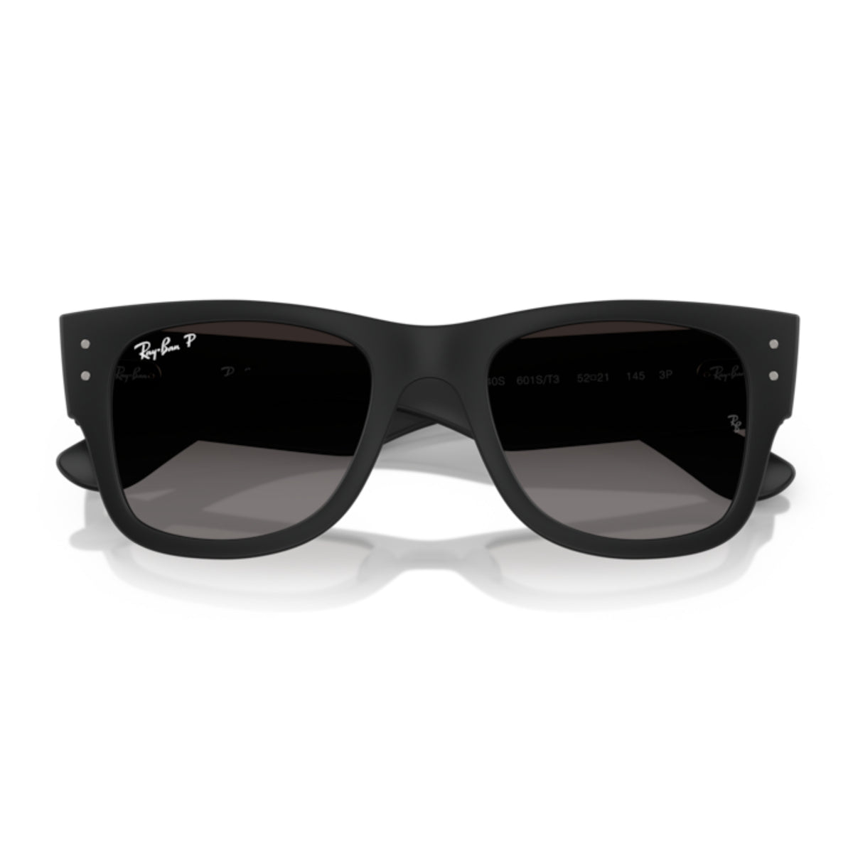 Ray-Ban RB4840S sand black square sunglasses, front view with the temples folded