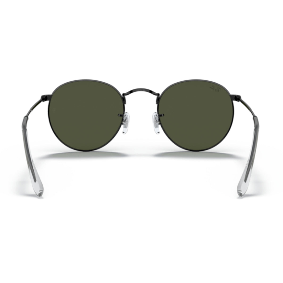 Ray-Ban Round Metal RB3447 black sunglasses, back view of the frame and temples