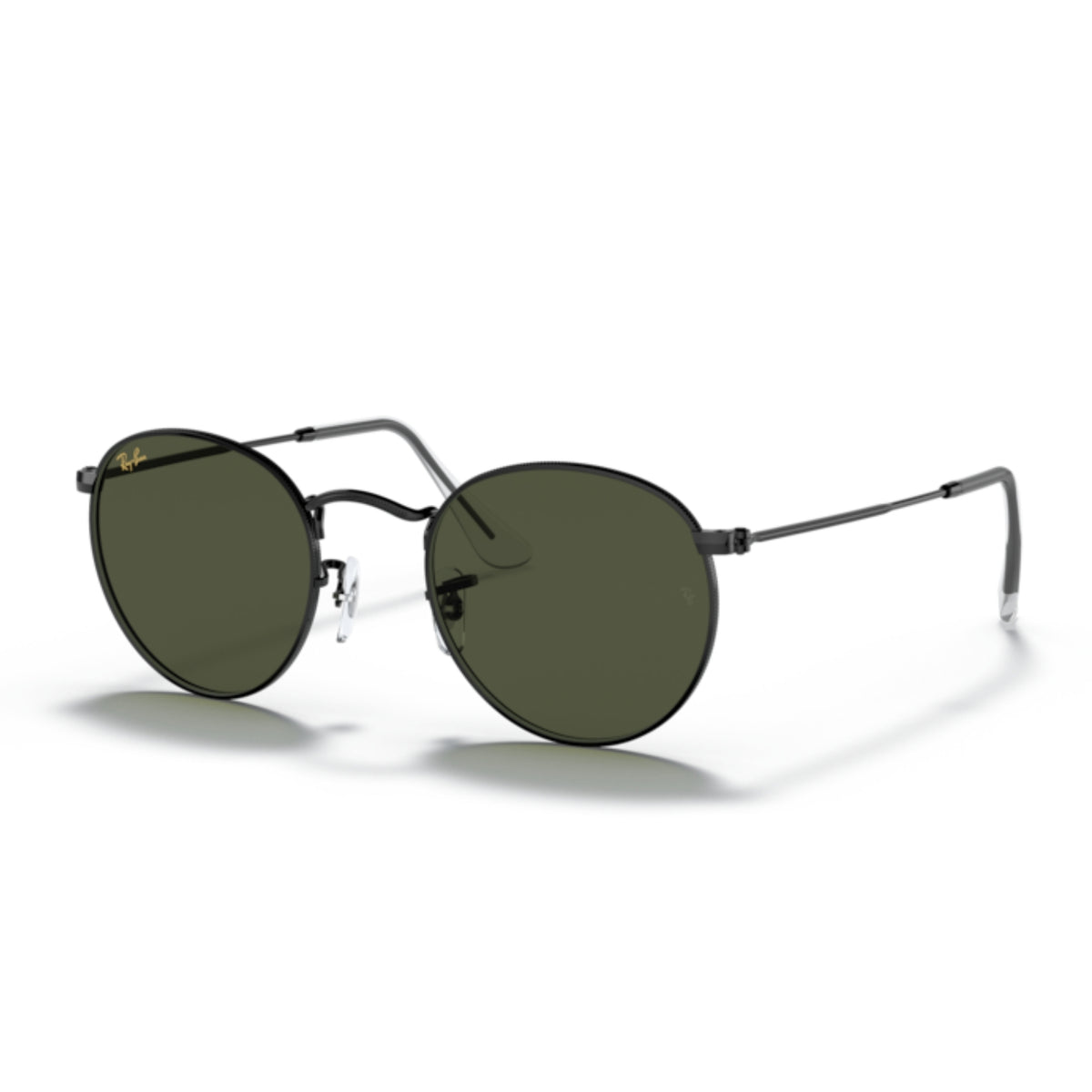 Ray-Ban Round Metal RB3447 black sunglasses with G-15 green lenses