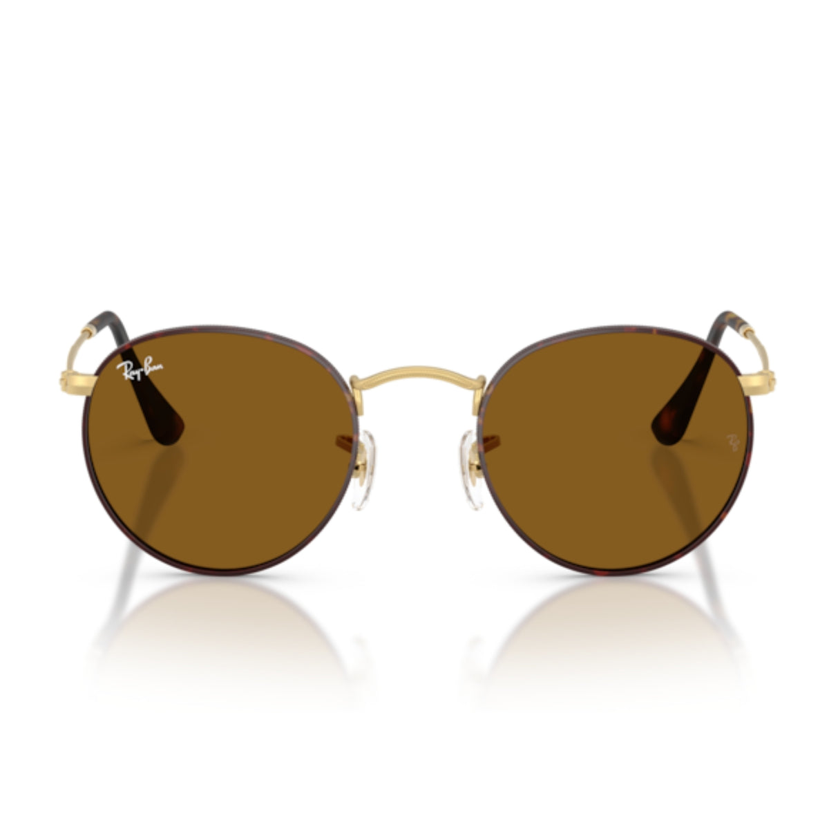 Ray-Ban Round Metal RB3447 havana on gold sunglasses, full-rim metal frame