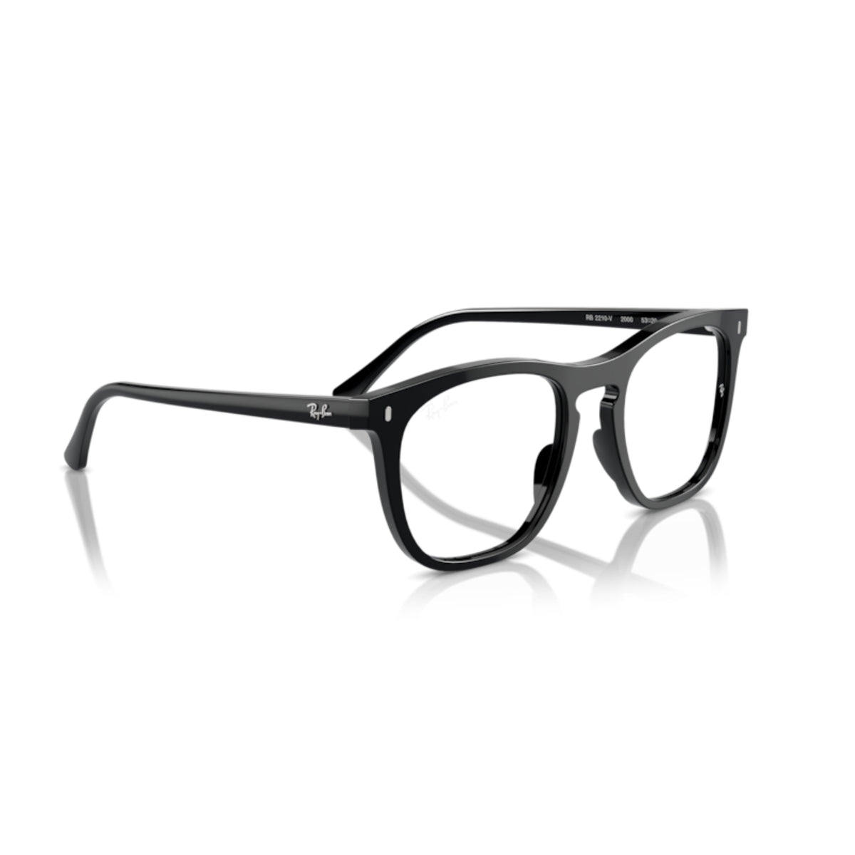 Ray-Ban RX2210V black square eyeglasses, angled view